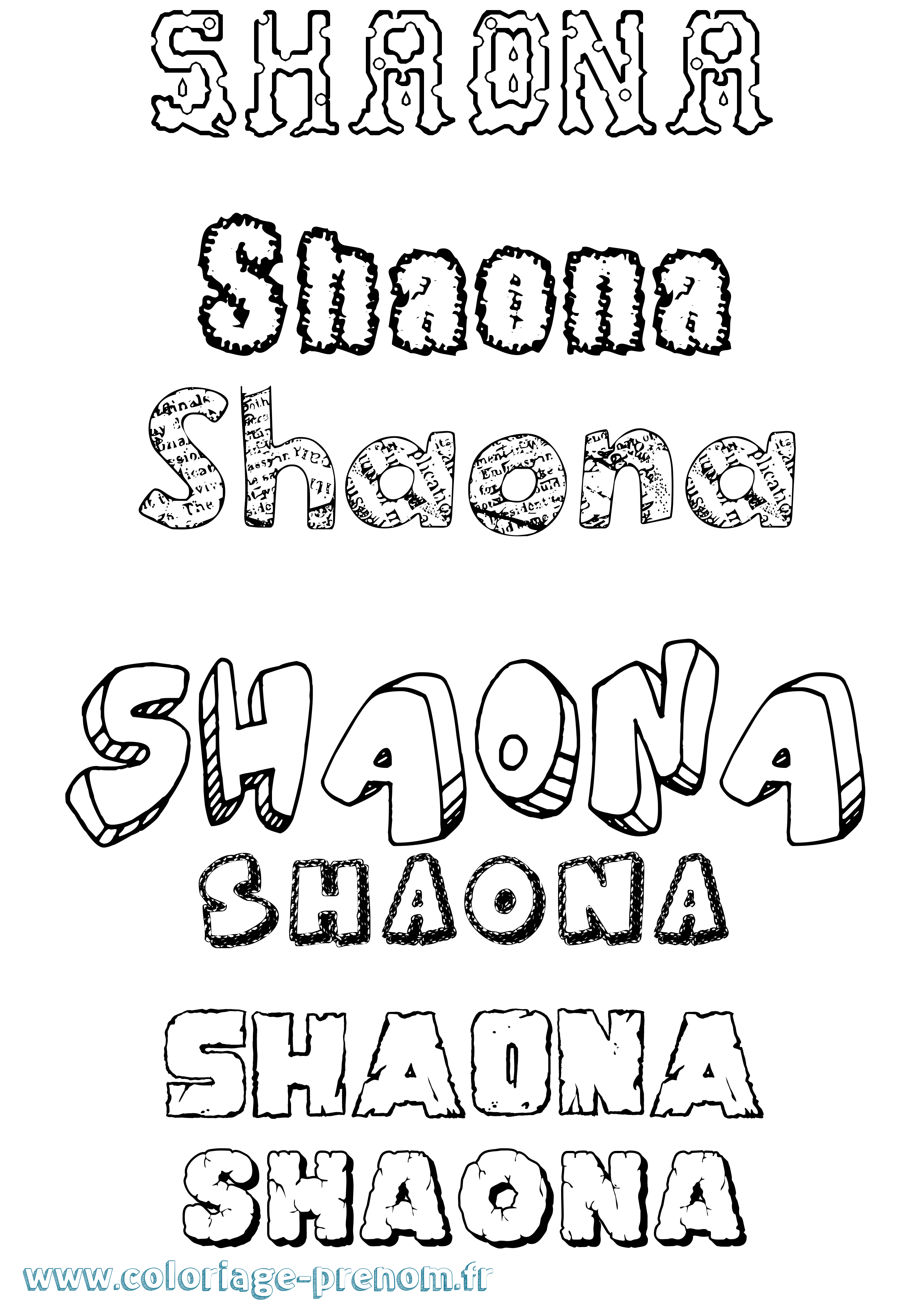 Coloriage Shaona Destructuré Coloriage prénom Shaona Destructuré