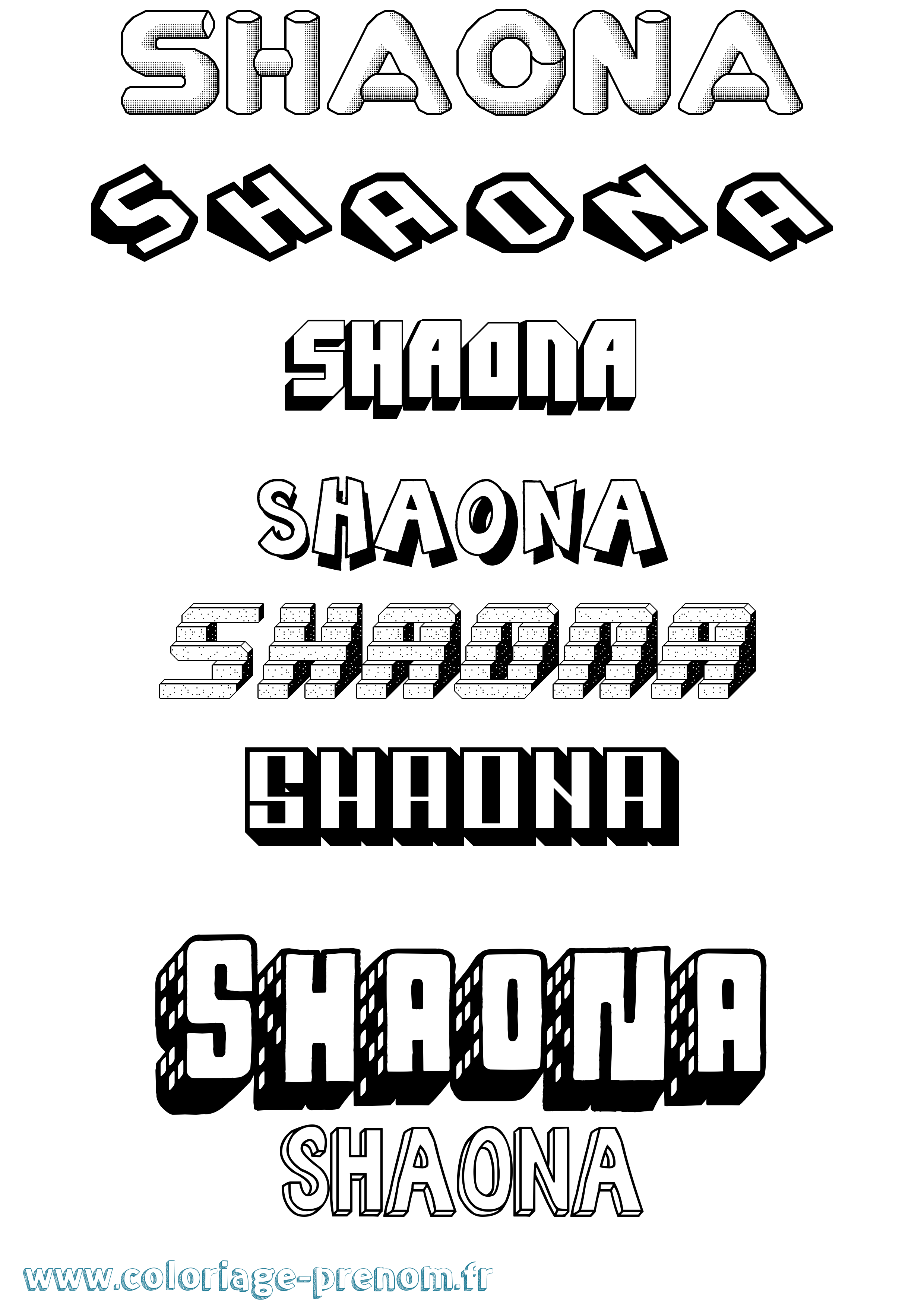 Coloriage Shaona Effet 3D Coloriage prénom Shaona Effet 3D