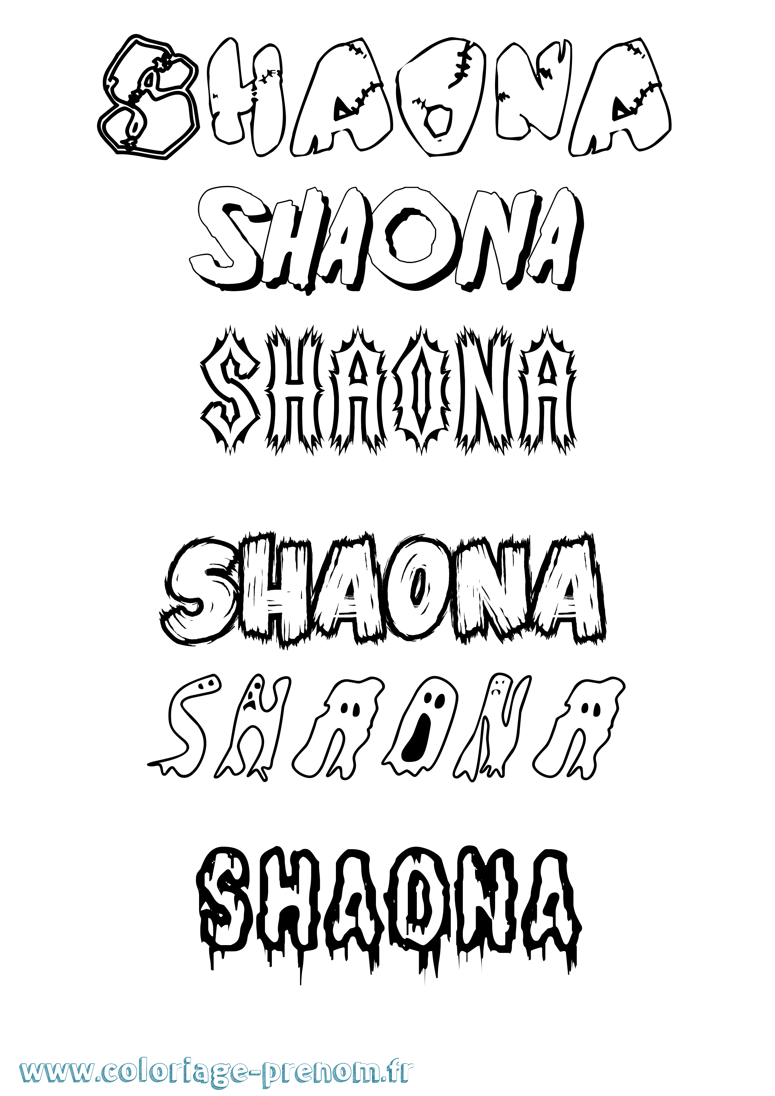 Coloriage Shaona Frisson Coloriage prénom Shaona Frisson