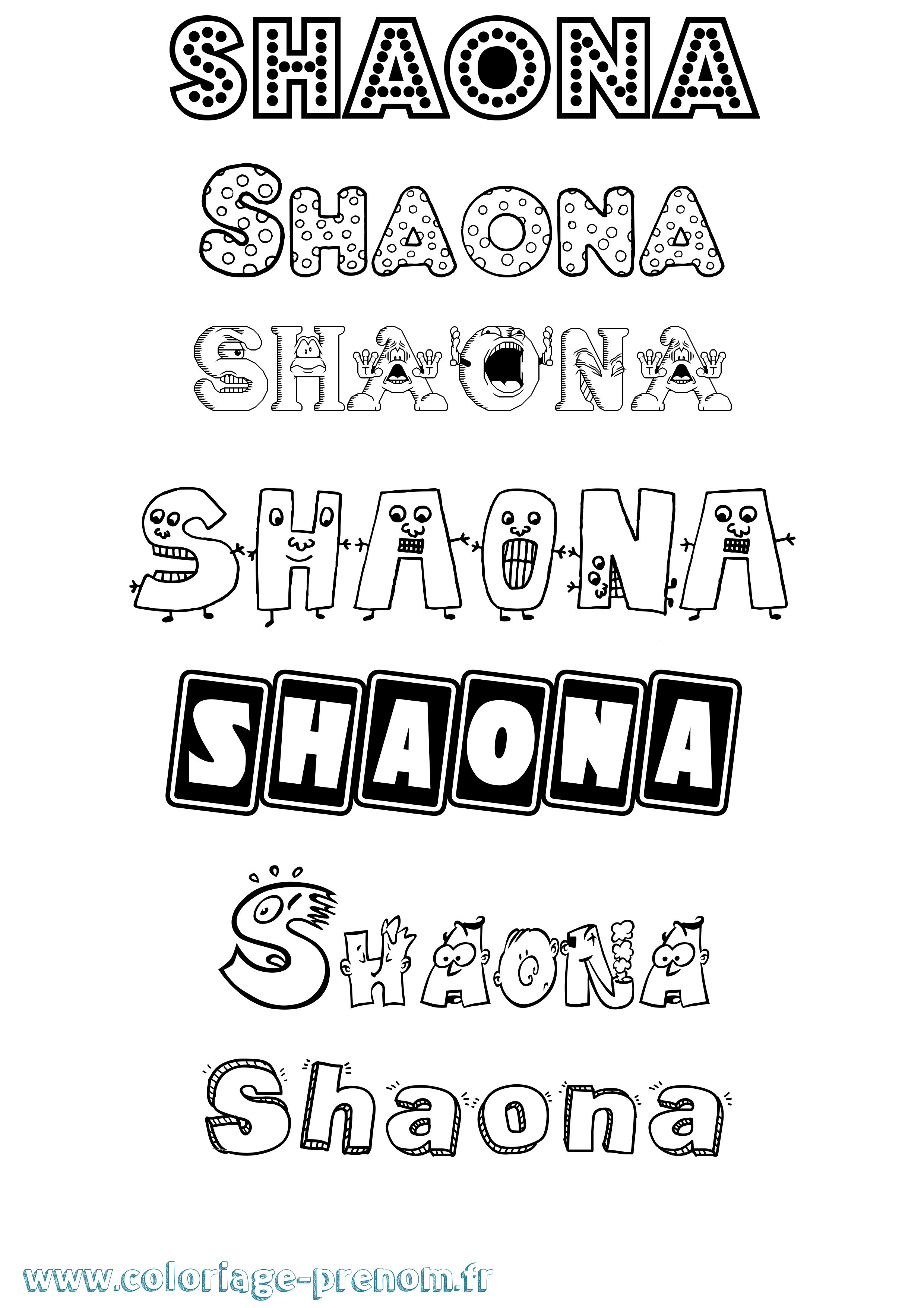 Coloriage Shaona Fun Coloriage prénom Shaona Fun