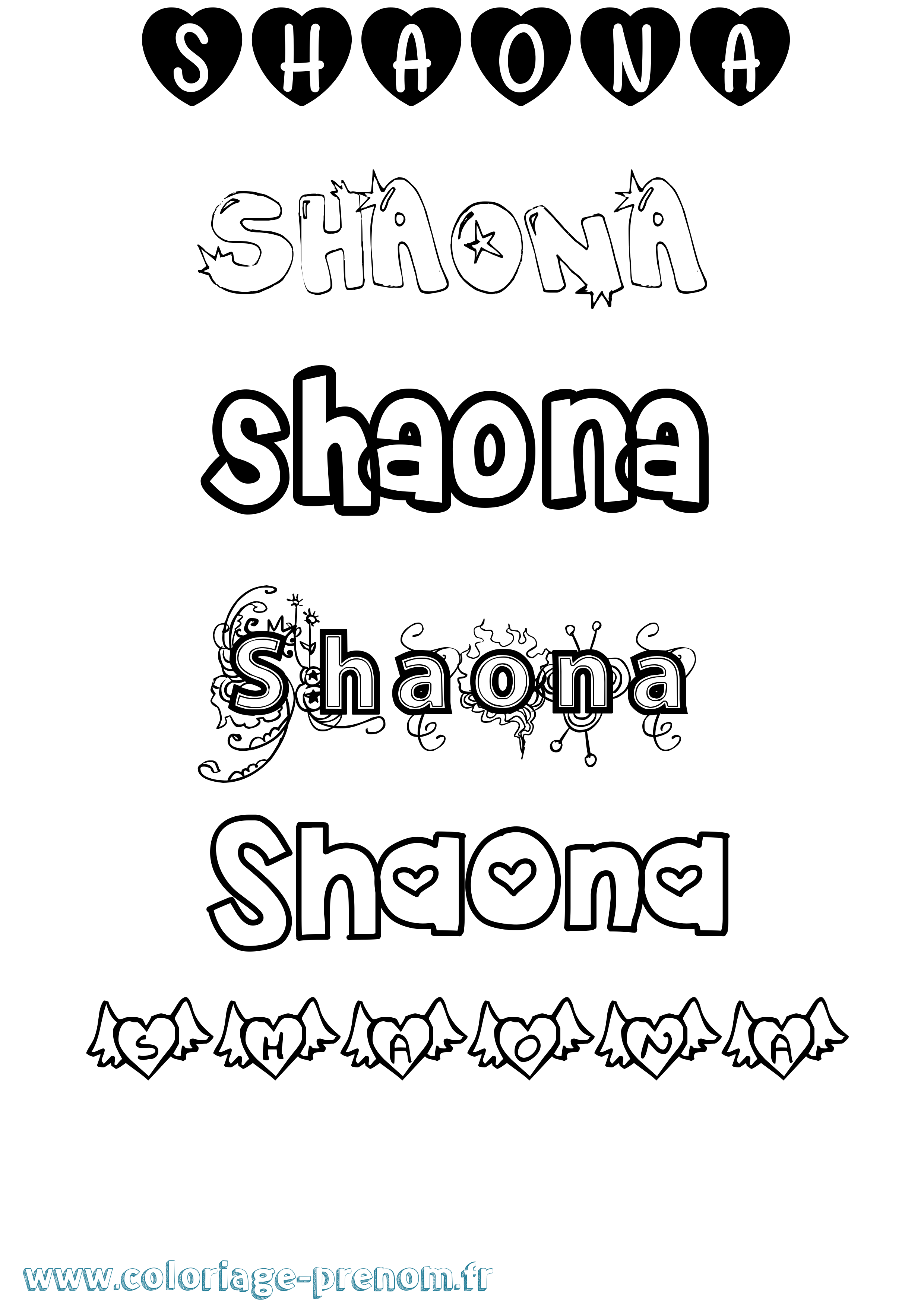 Coloriage Shaona Girly Coloriage prénom Shaona Girly