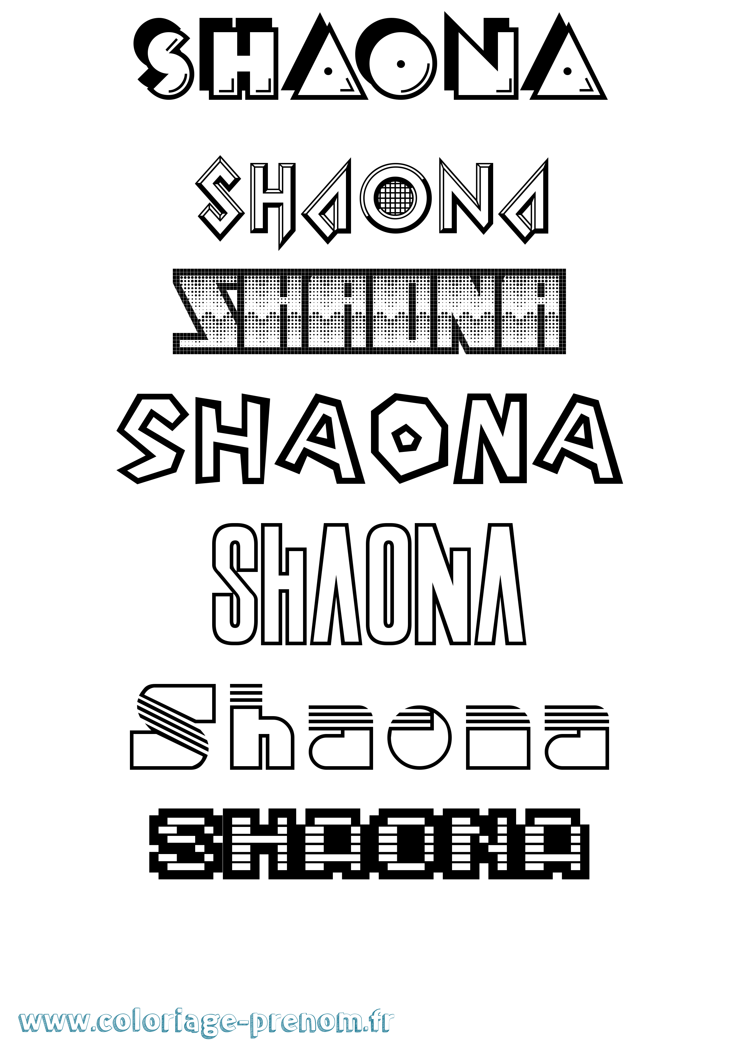 Coloriage Shaona Jeux Vidéos Coloriage prénom Shaona Jeux Vidéos