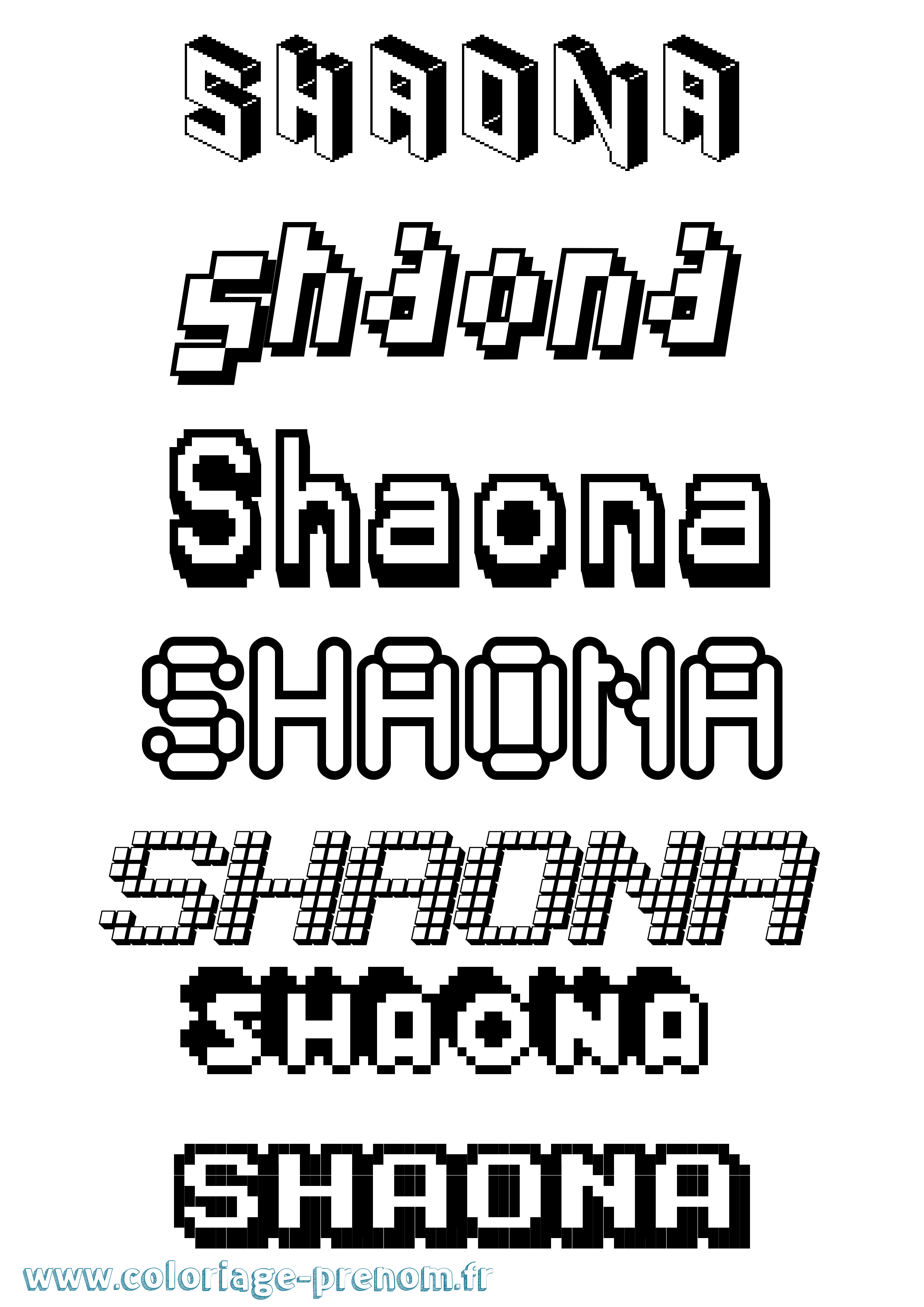 Coloriage Shaona Pixel Coloriage prénom Shaona Pixel