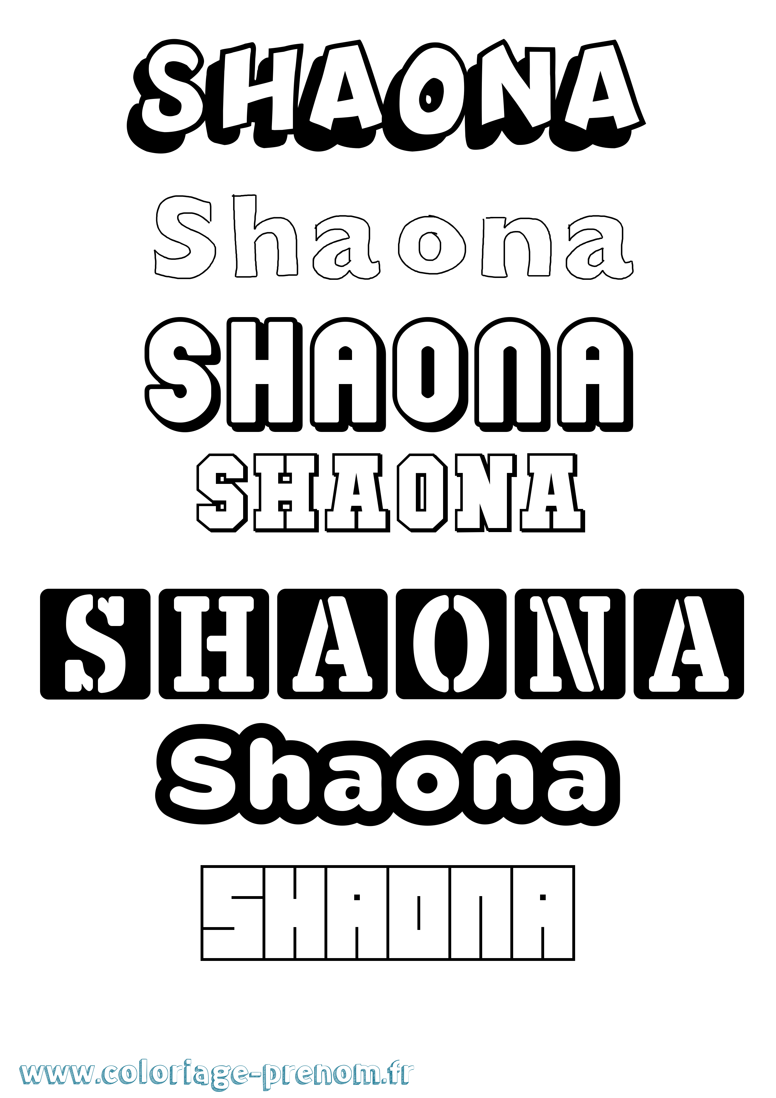 Coloriage Shaona Simple Coloriage prénom Shaona Simple