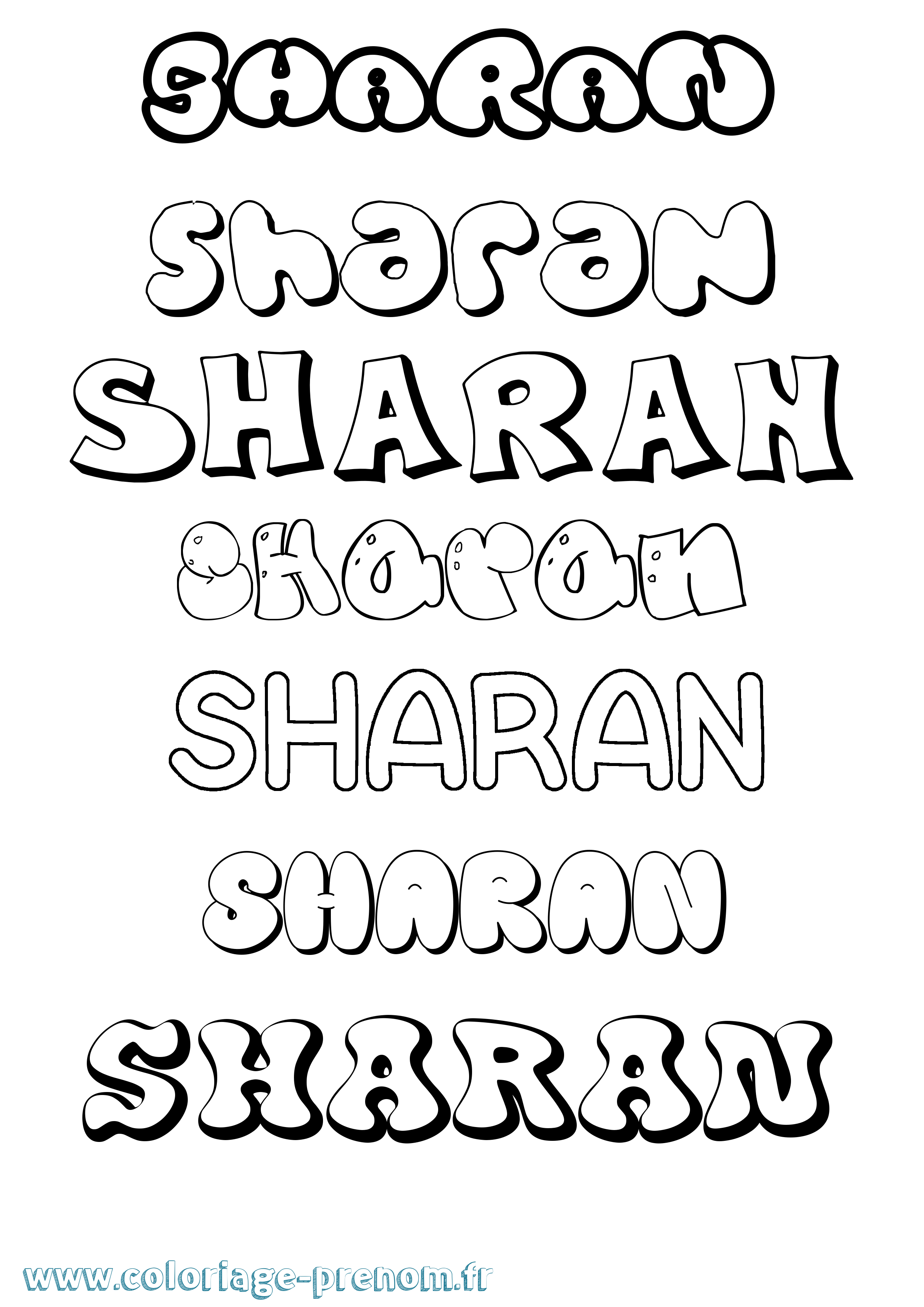 Coloriage Sharan Bubble Coloriage prénom Sharan Bubble