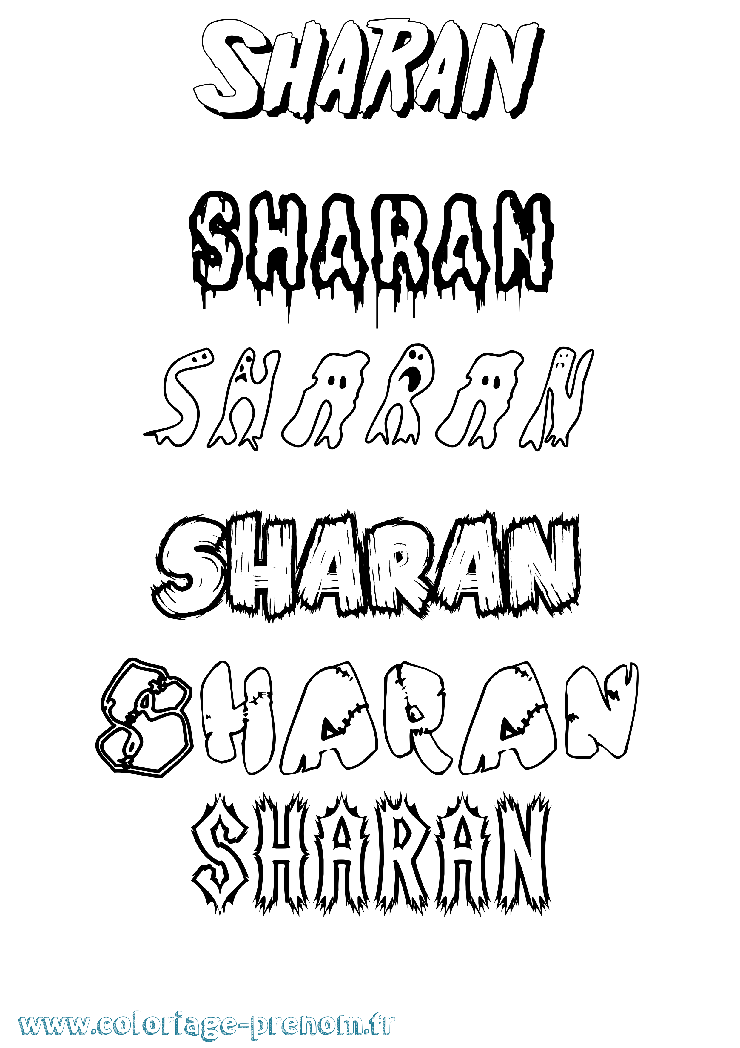Coloriage Sharan Frisson Coloriage prénom Sharan Frisson
