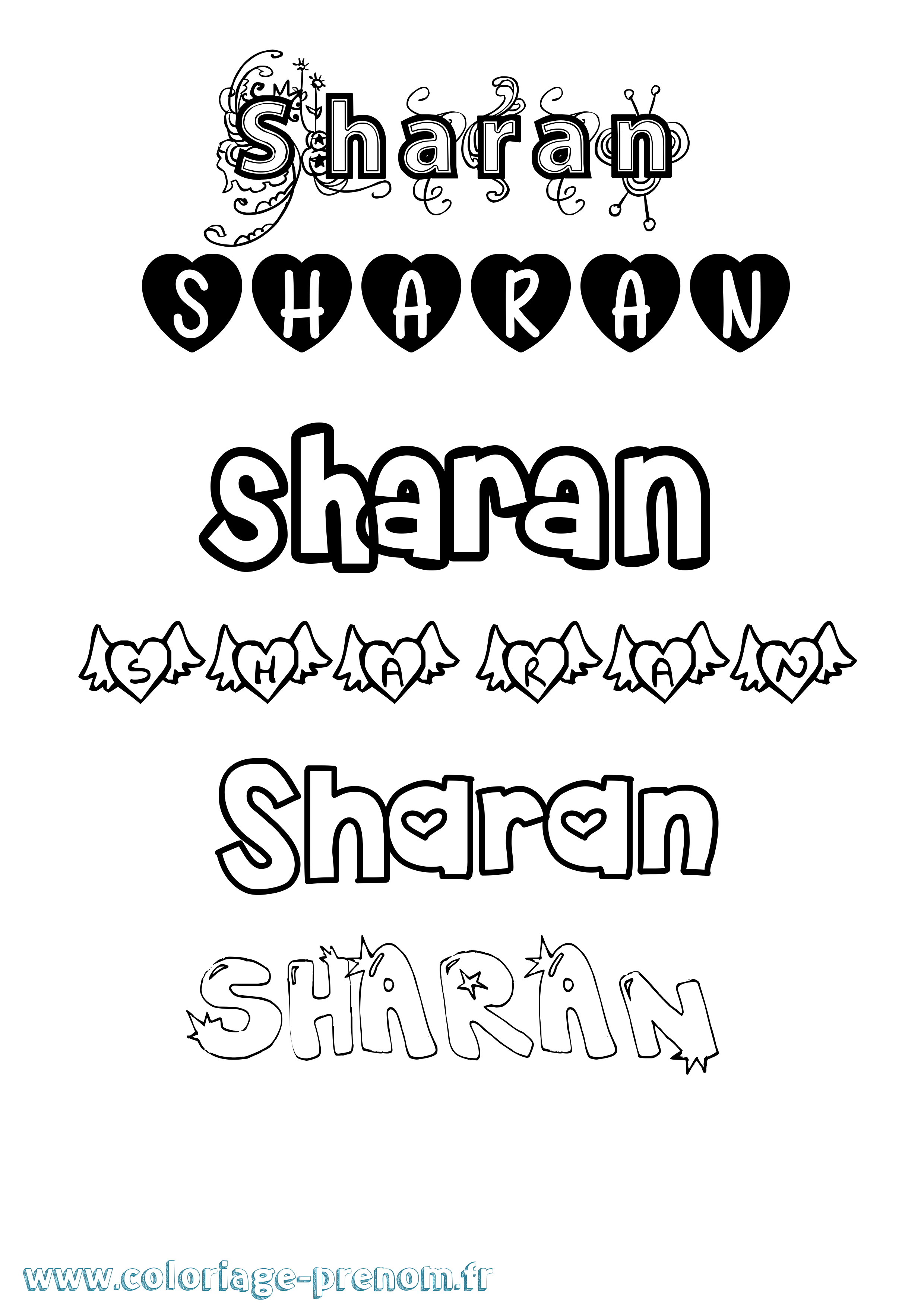 Coloriage Sharan Girly Coloriage prénom Sharan Girly