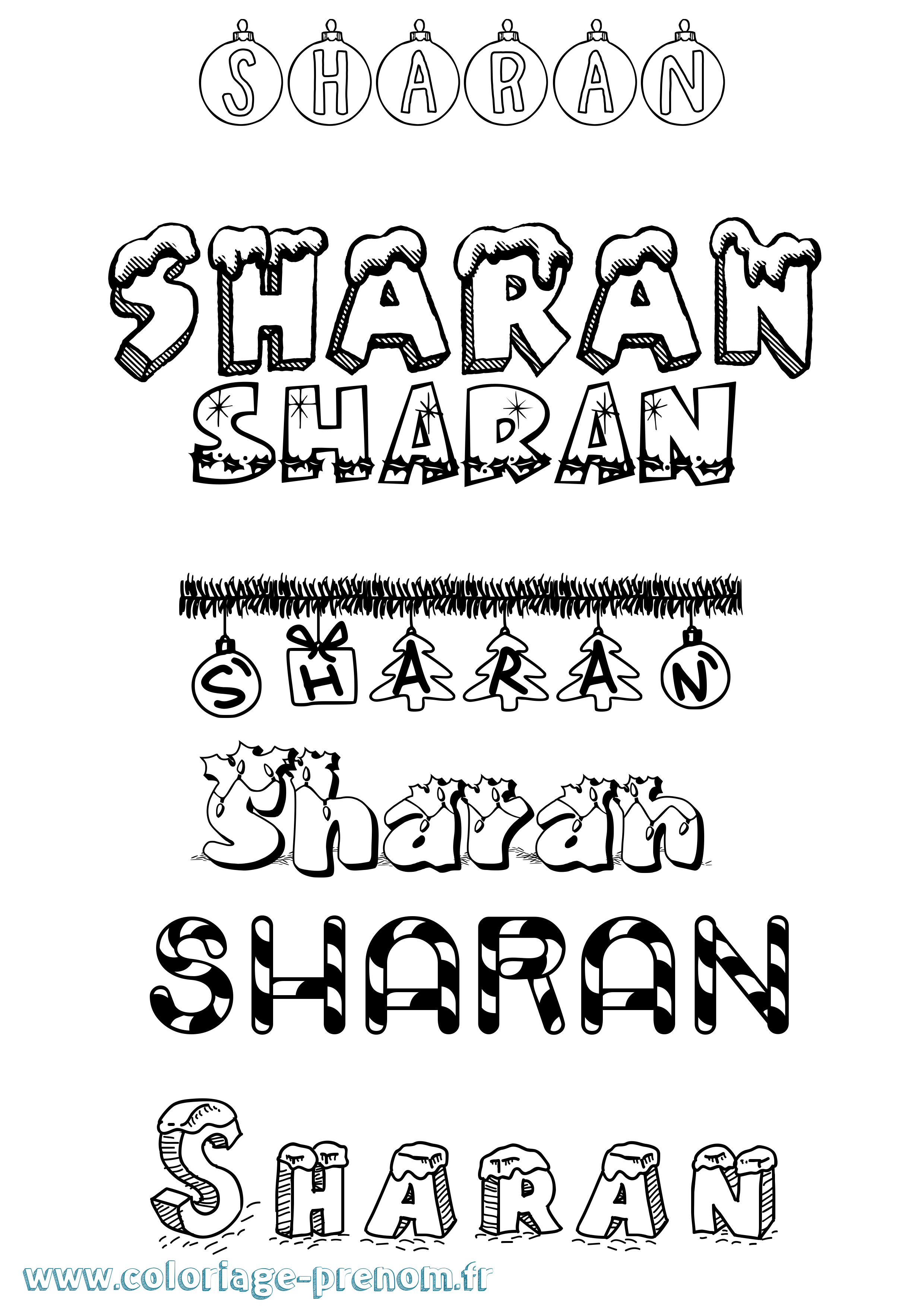 Coloriage Sharan Noël Coloriage prénom Sharan Noël