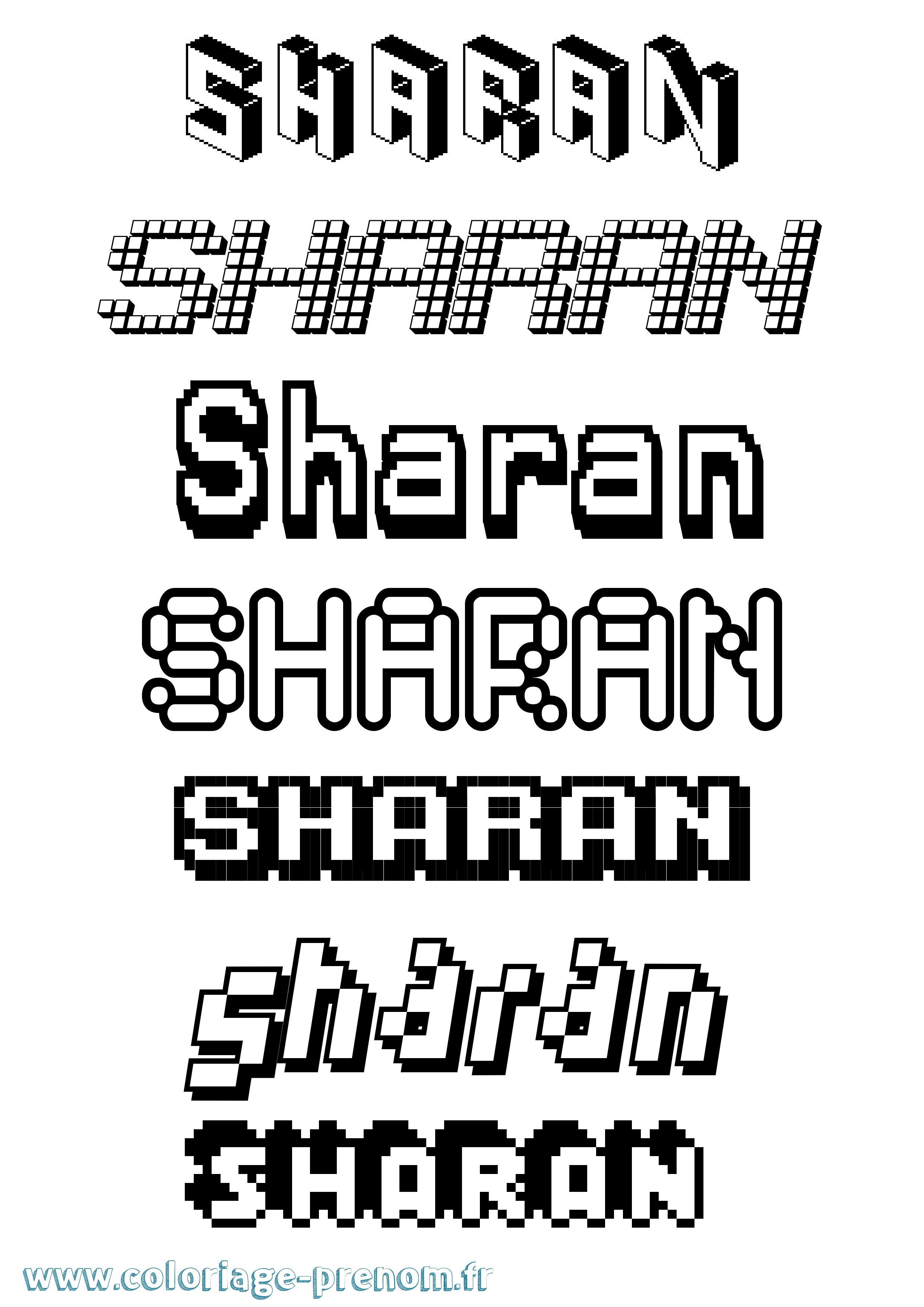 Coloriage Sharan Pixel Coloriage prénom Sharan Pixel