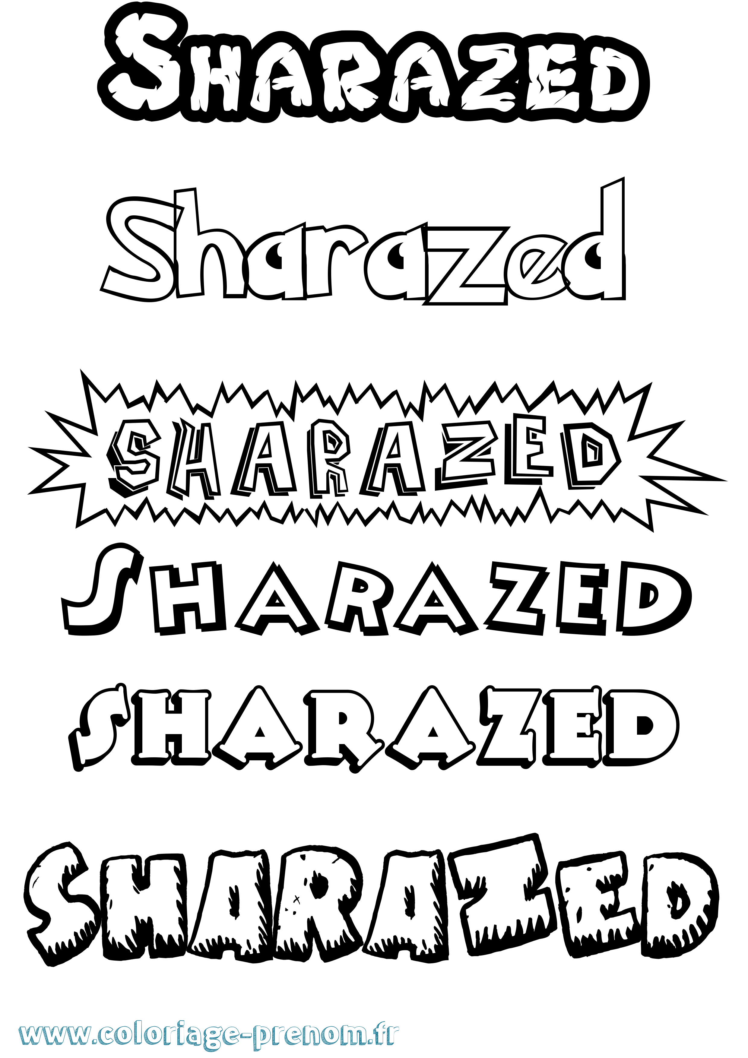 Coloriage Sharazed Dessin Animé Coloriage prénom Sharazed Dessin Animé