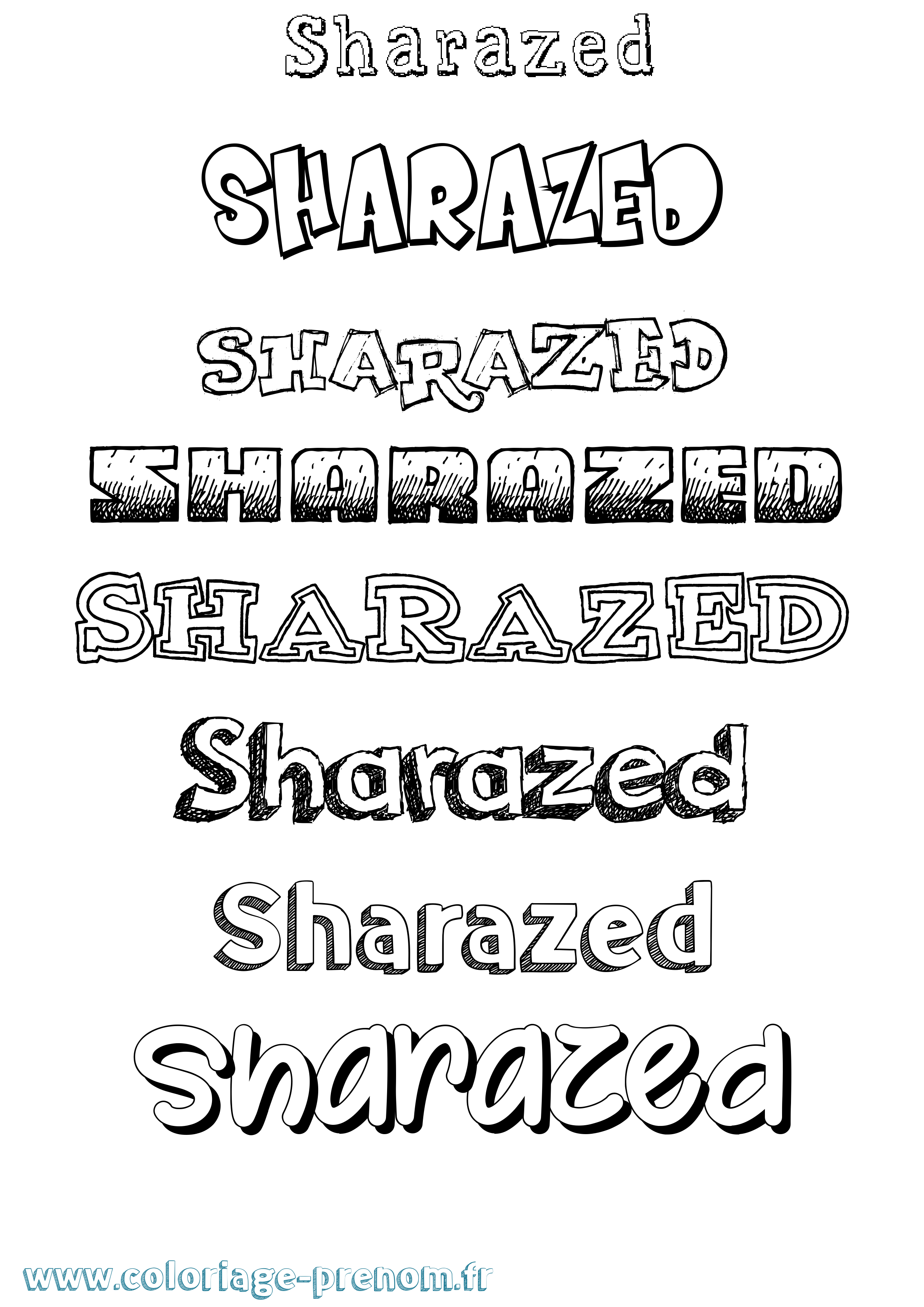 Coloriage Sharazed Dessiné Coloriage prénom Sharazed Dessiné