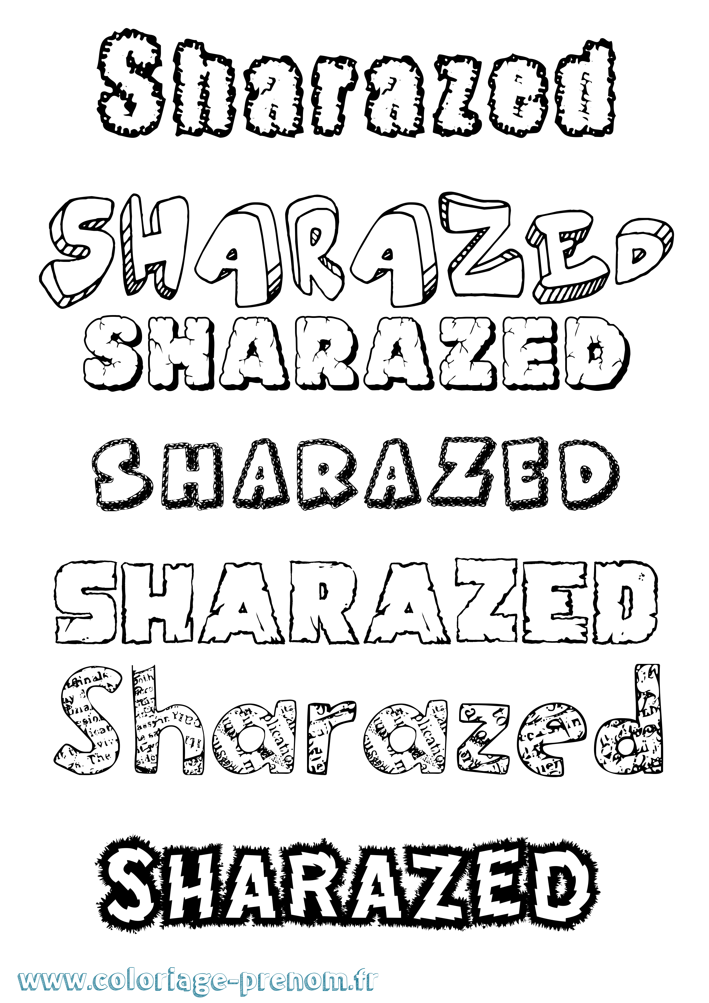 Coloriage Sharazed Destructuré Coloriage prénom Sharazed Destructuré