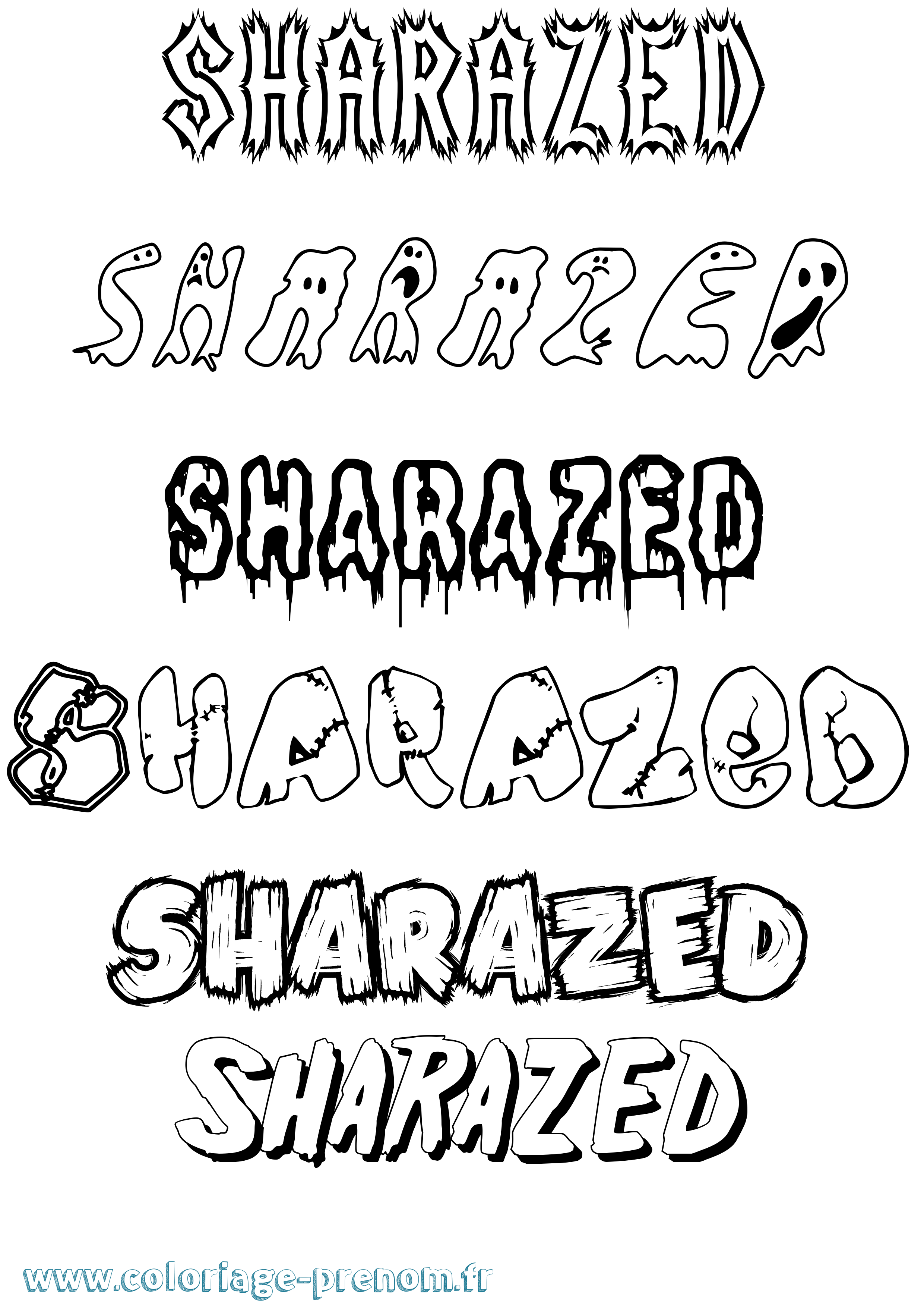Coloriage Sharazed Frisson Coloriage prénom Sharazed Frisson