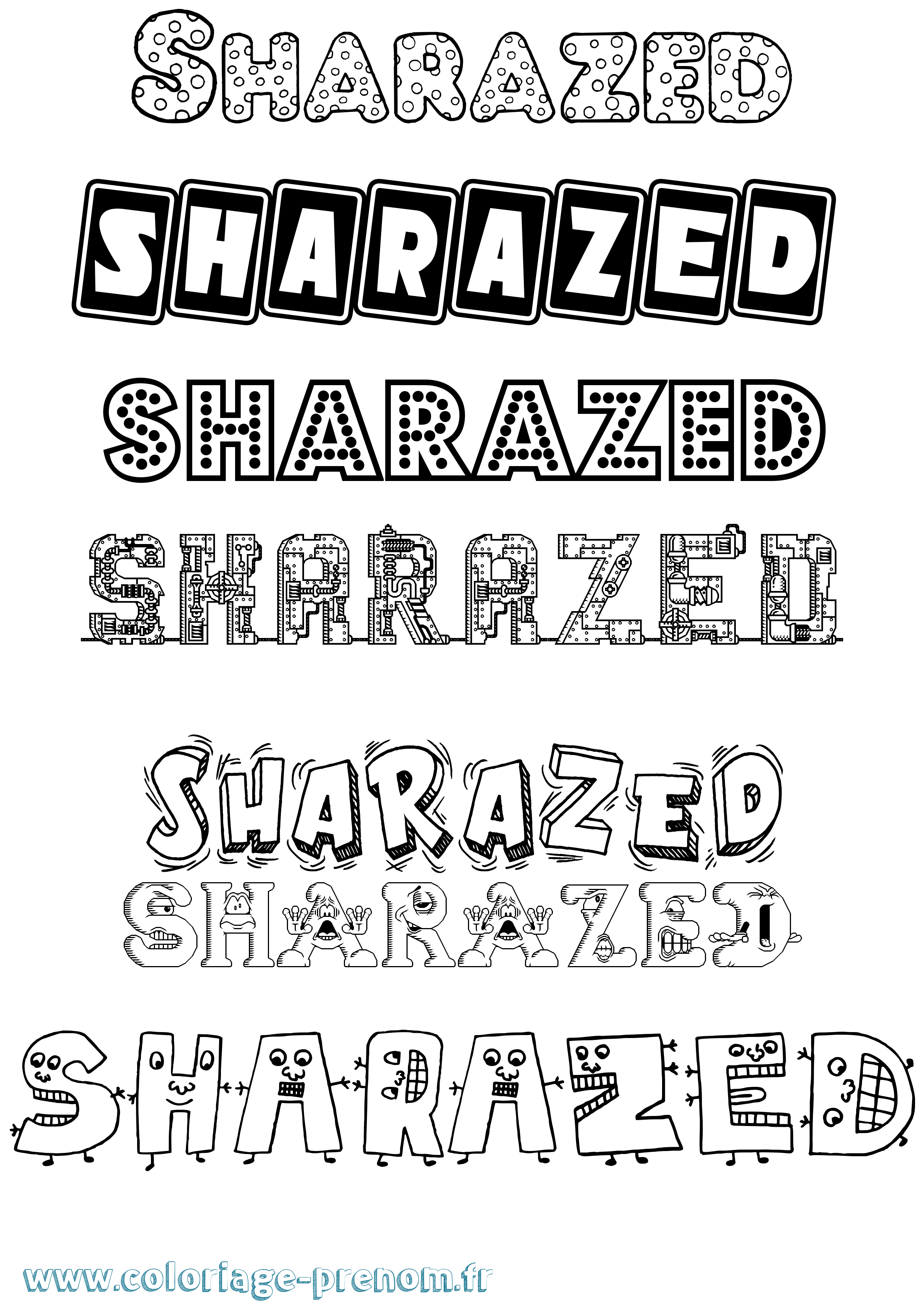 Coloriage Sharazed Fun Coloriage prénom Sharazed Fun