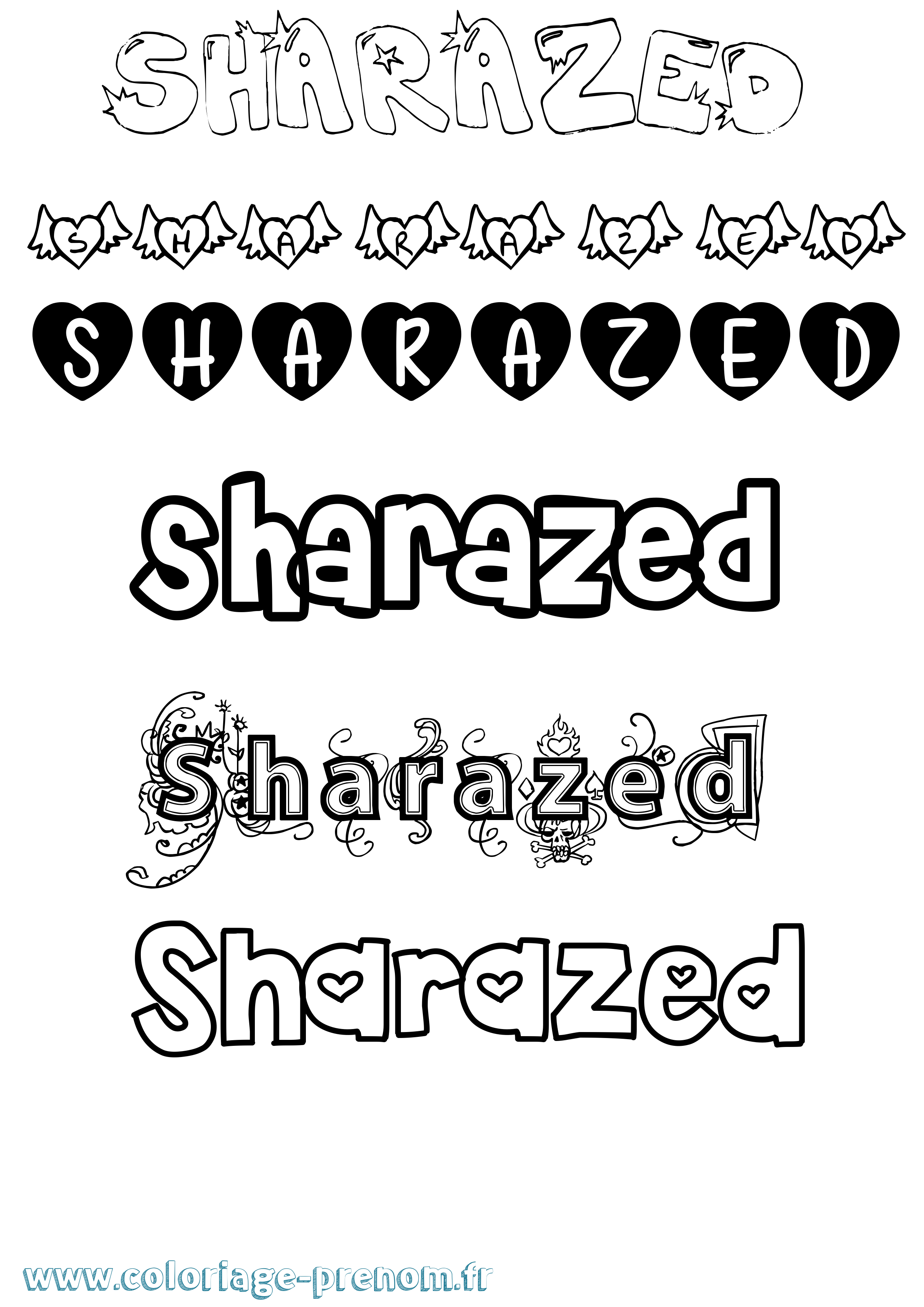 Coloriage Sharazed Girly Coloriage prénom Sharazed Girly