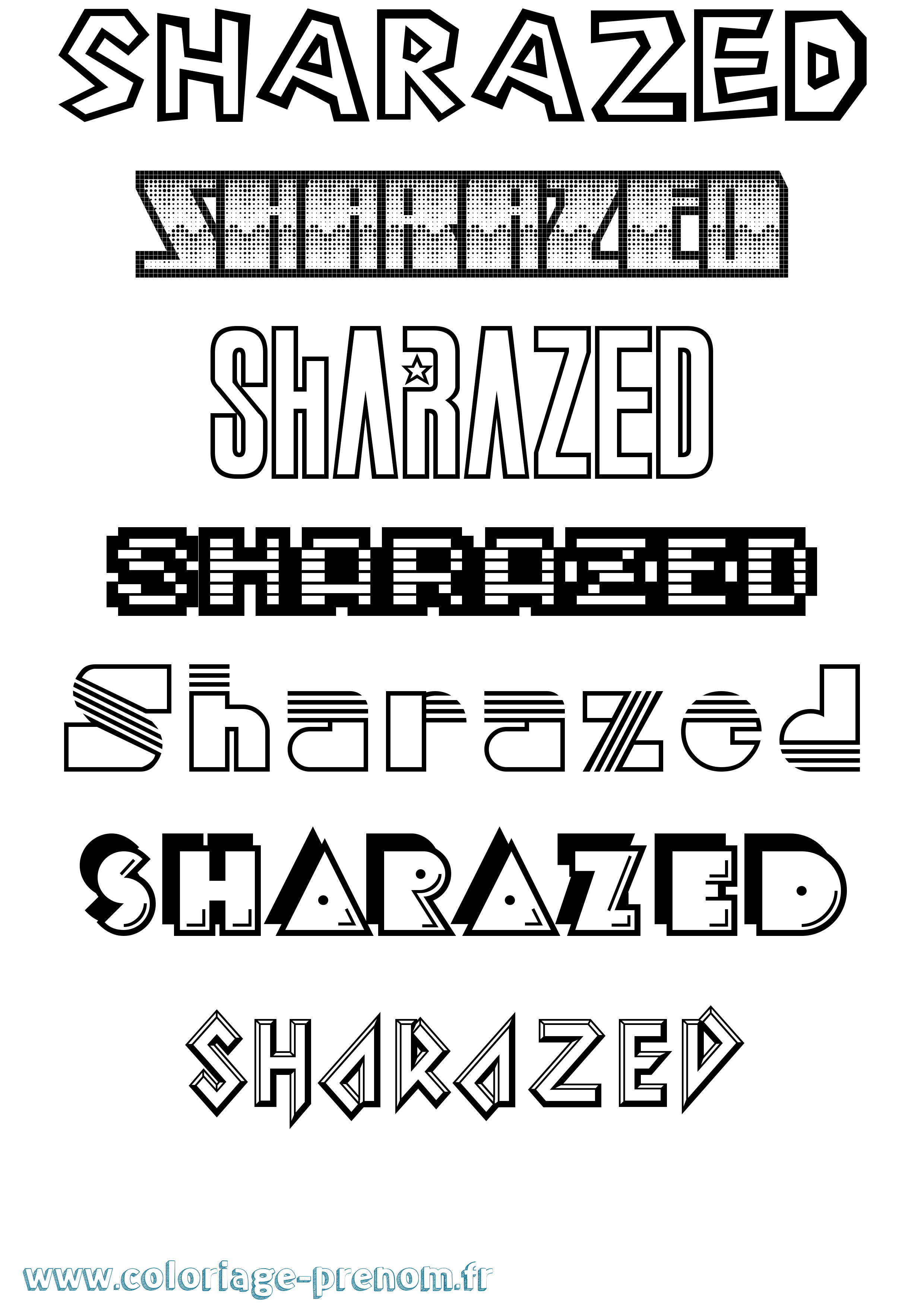 Coloriage Sharazed Jeux Vidéos Coloriage prénom Sharazed Jeux Vidéos