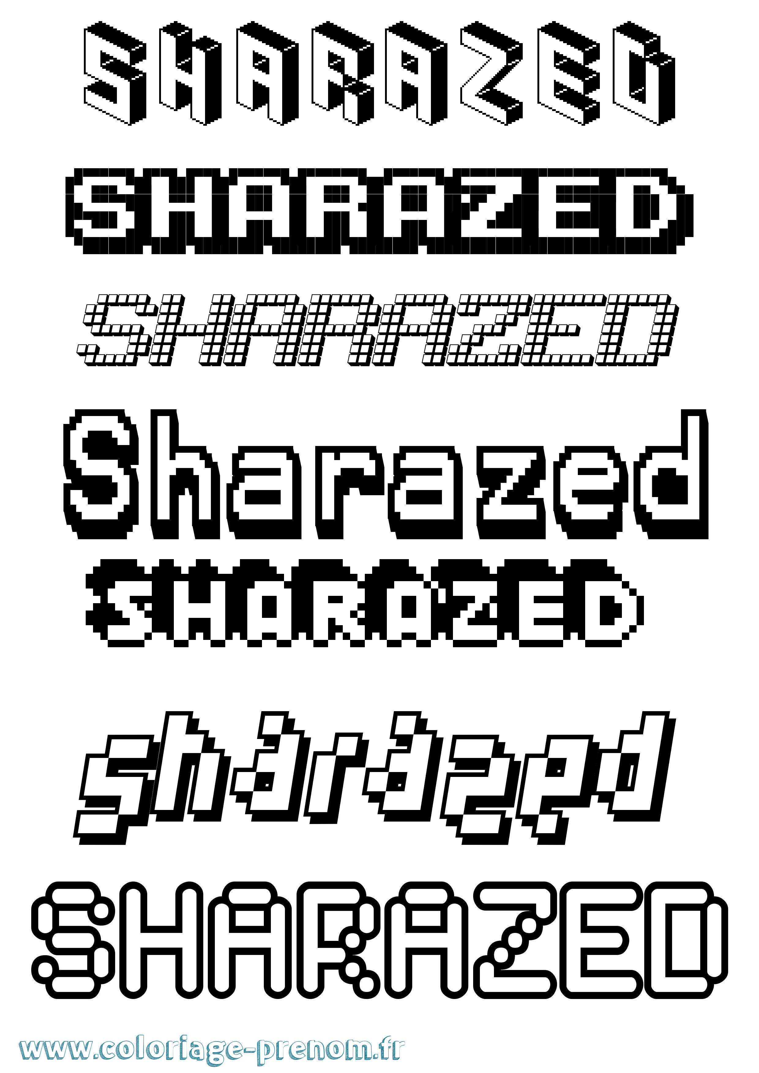 Coloriage Sharazed Pixel Coloriage prénom Sharazed Pixel