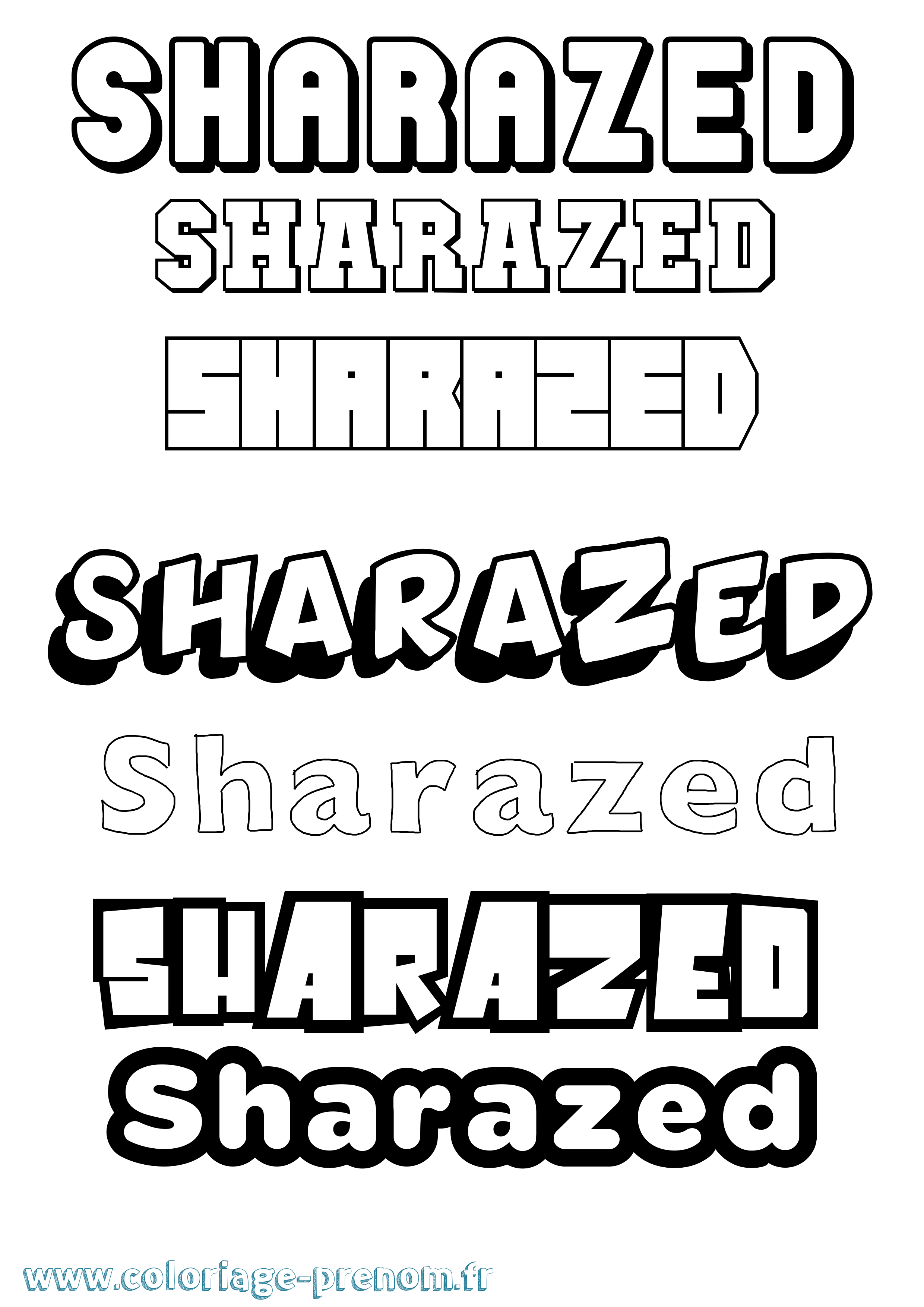 Coloriage Sharazed Simple Coloriage prénom Sharazed Simple