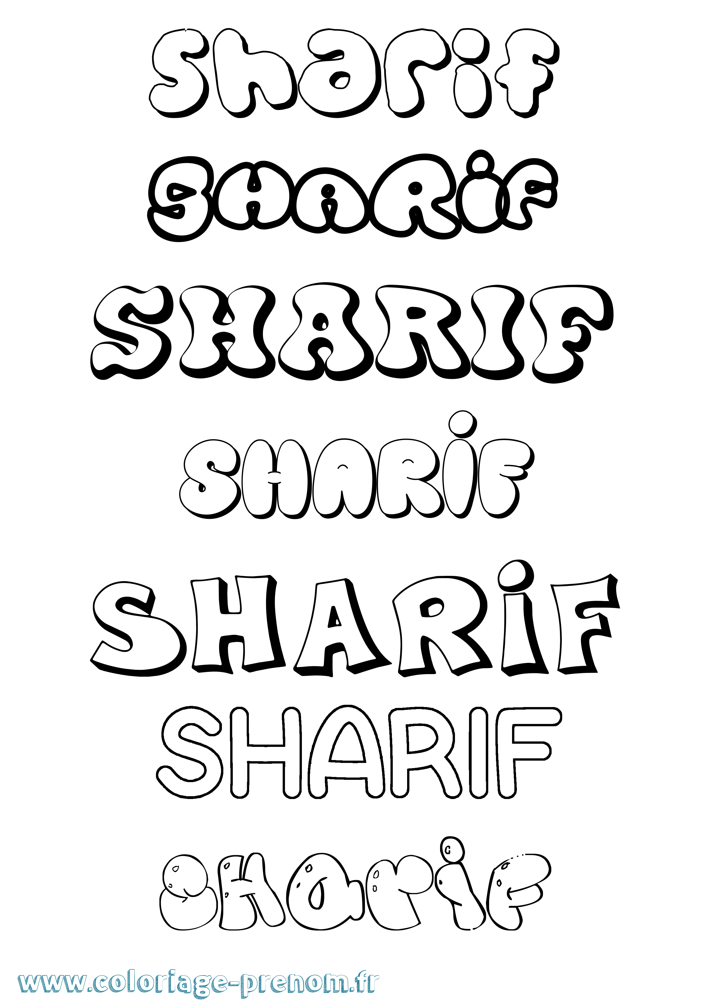 Coloriage Sharif Bubble Coloriage prénom Sharif Bubble