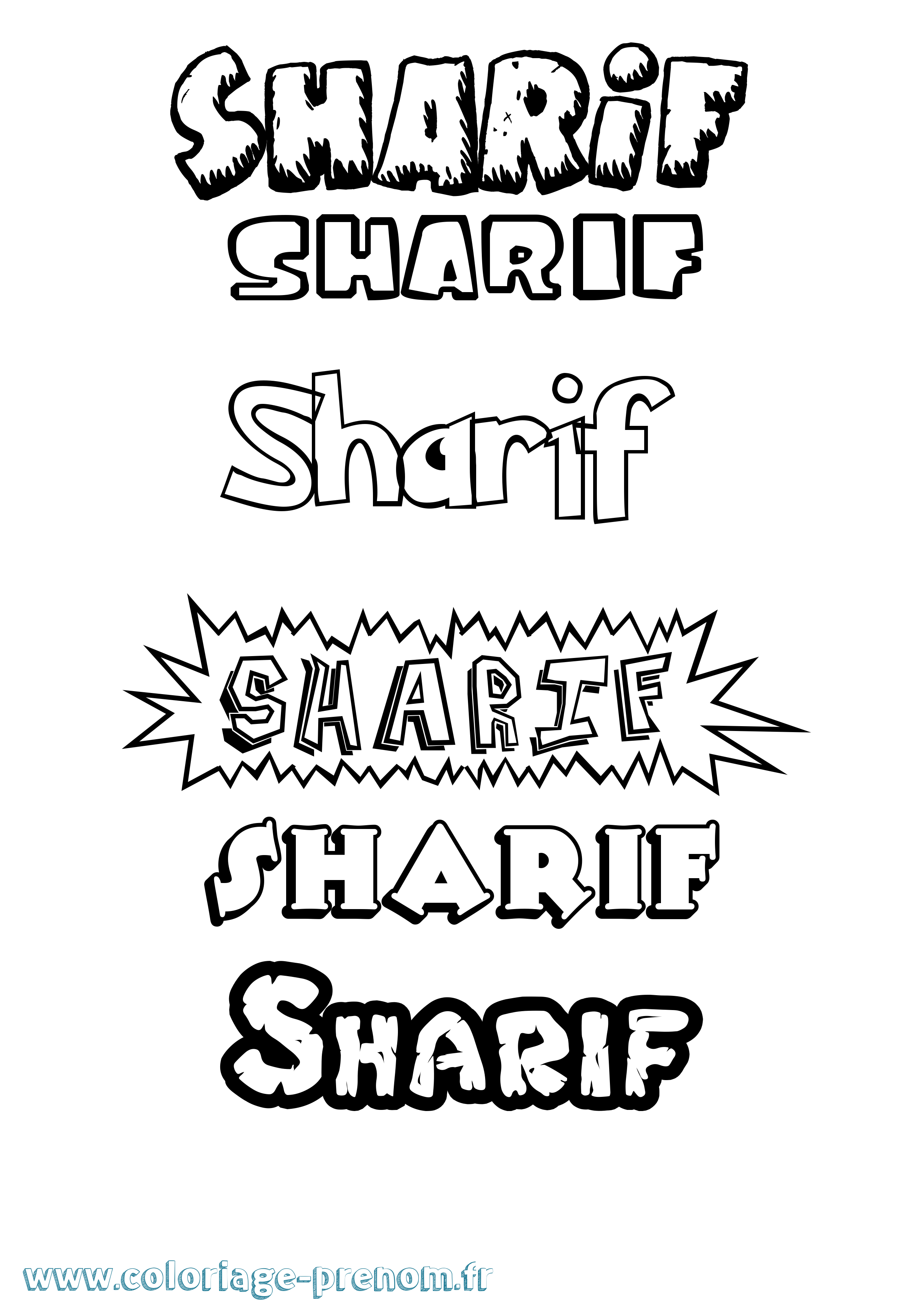 Coloriage Sharif Dessin Animé Coloriage prénom Sharif Dessin Animé