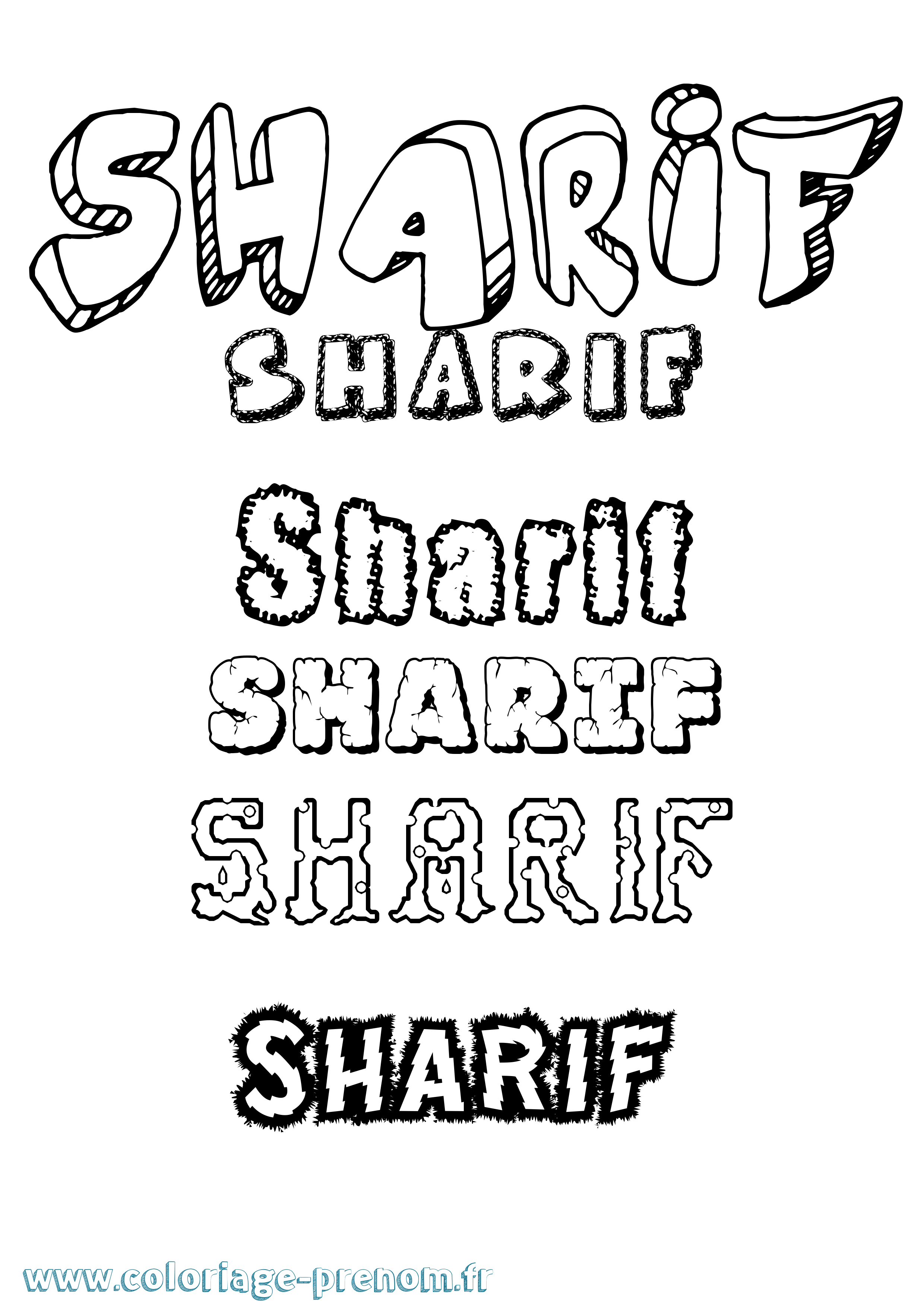 Coloriage Sharif Destructuré Coloriage prénom Sharif Destructuré
