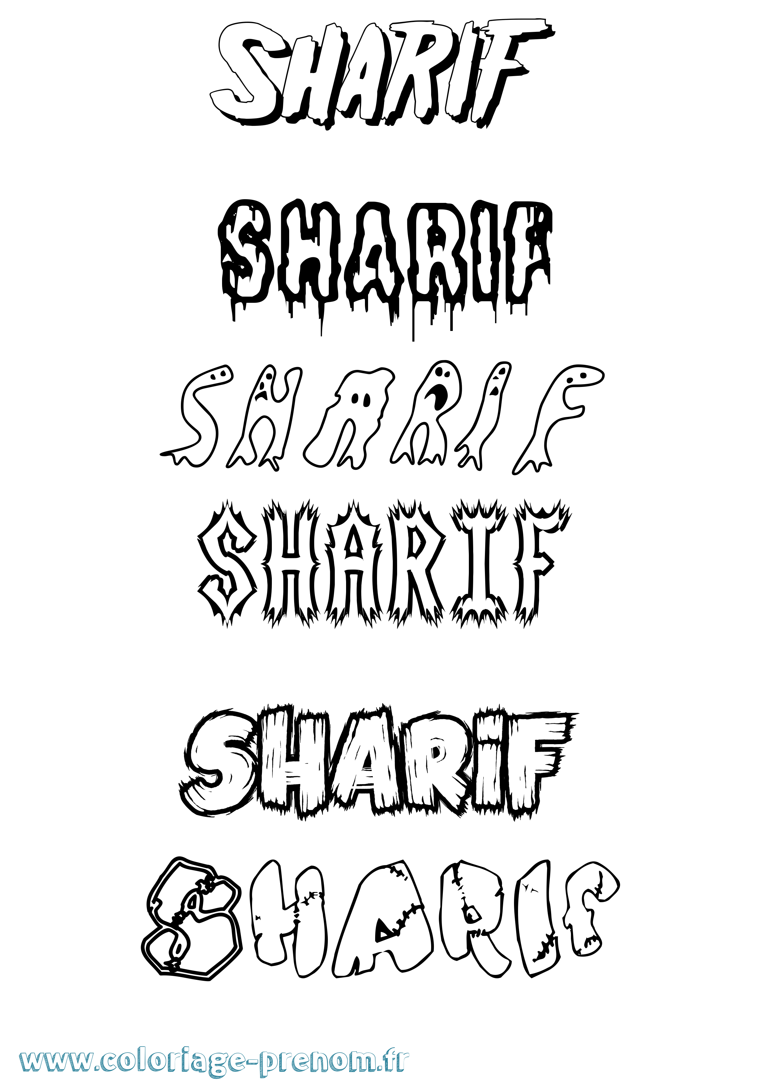 Coloriage Sharif Frisson Coloriage prénom Sharif Frisson