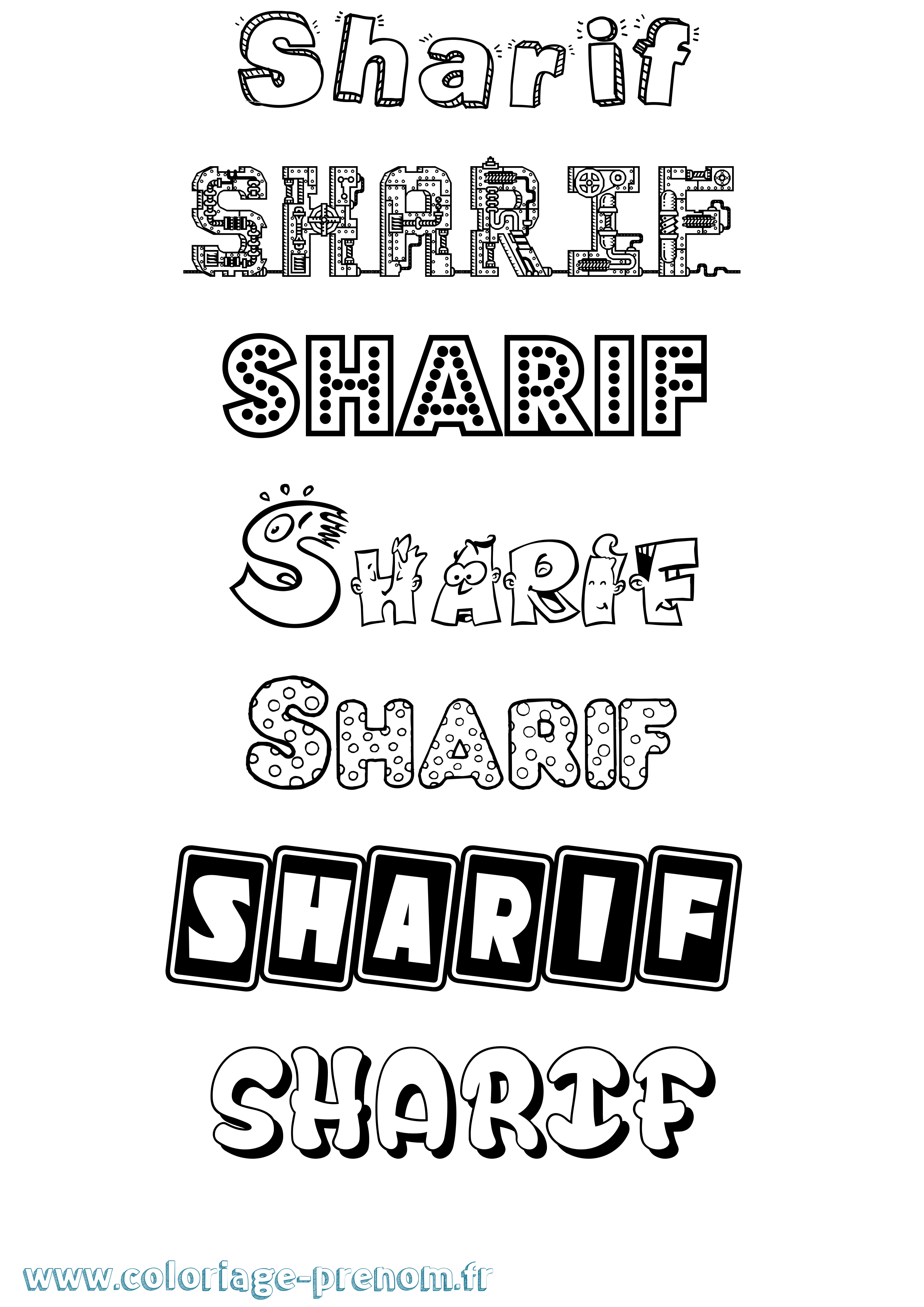 Coloriage Sharif Fun Coloriage prénom Sharif Fun