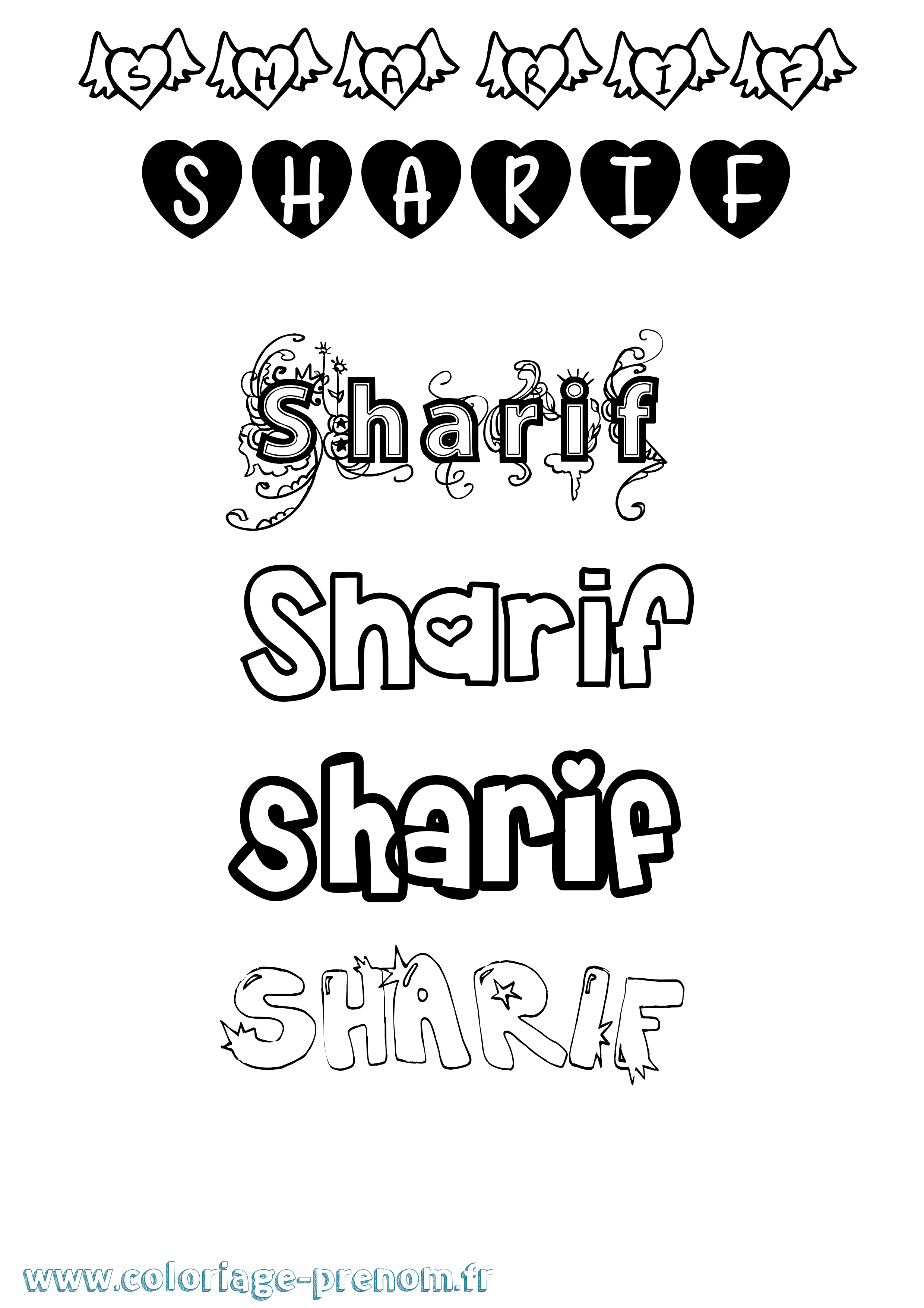 Coloriage Sharif Girly Coloriage prénom Sharif Girly