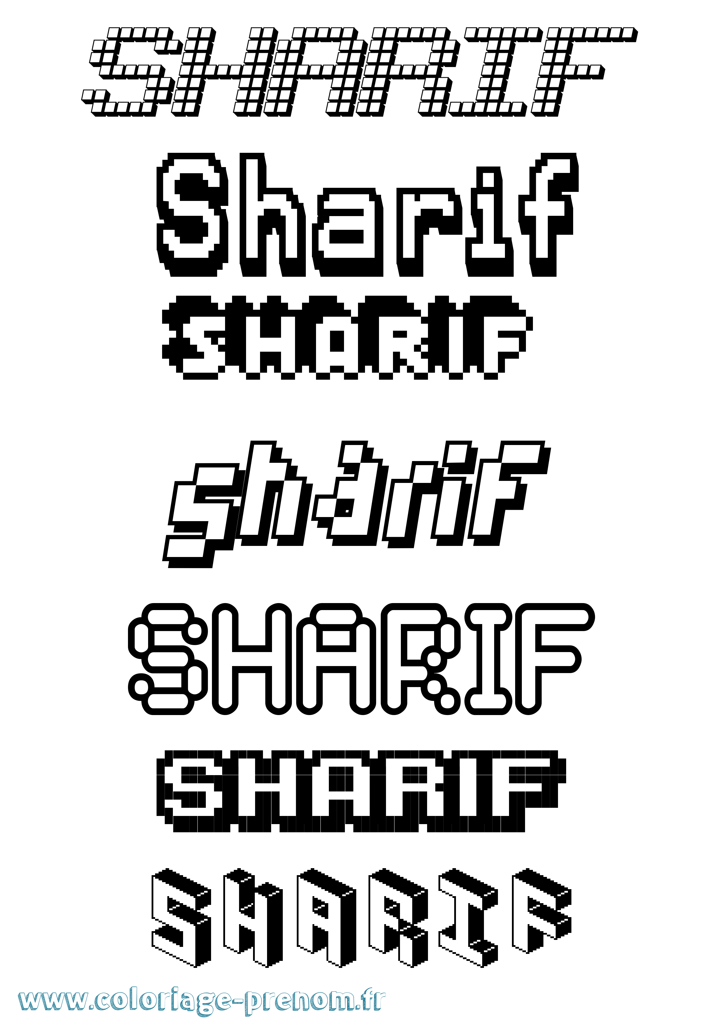 Coloriage Sharif Pixel Coloriage prénom Sharif Pixel