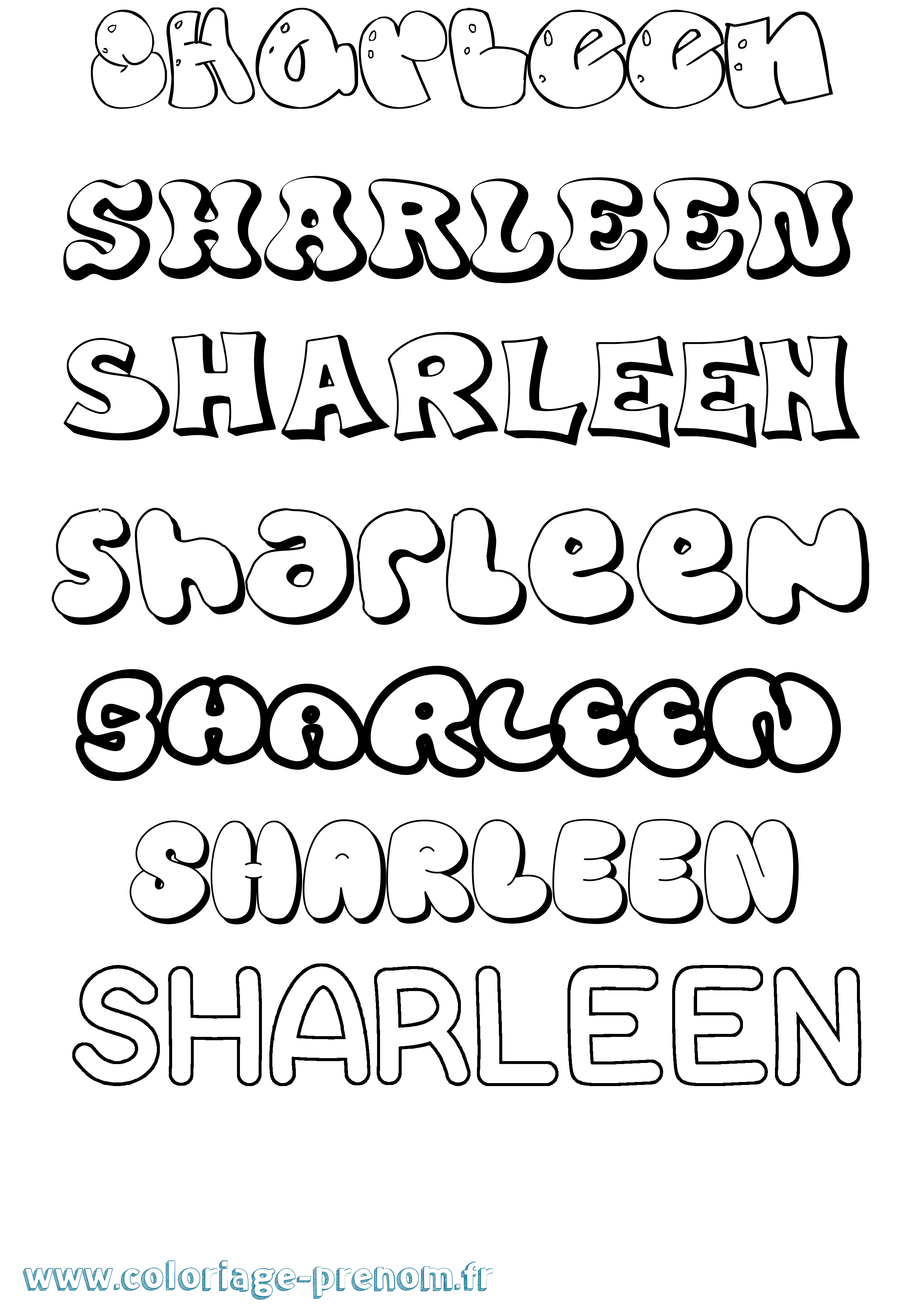 Coloriage Sharleen Bubble Coloriage prénom Sharleen Bubble