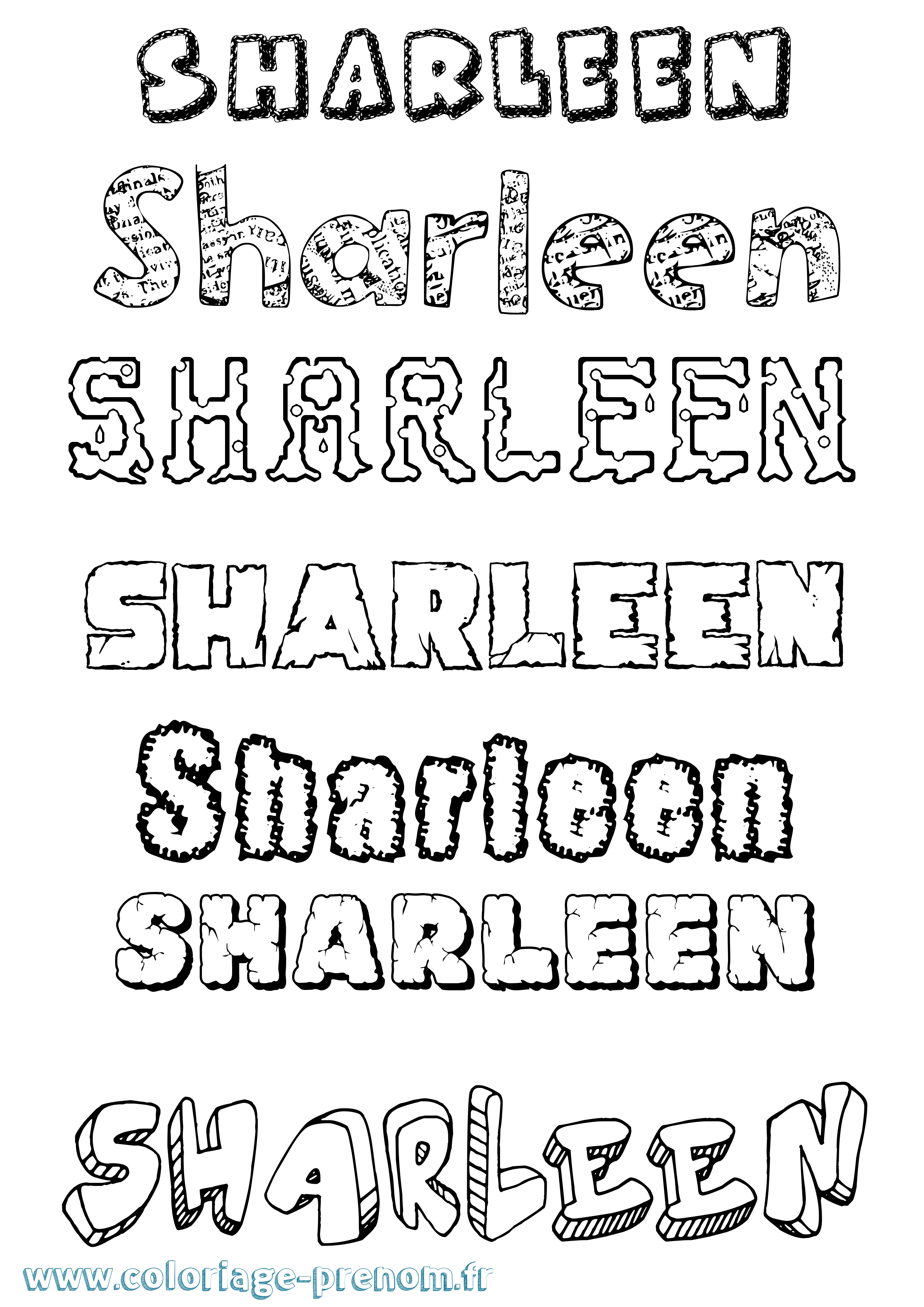 Coloriage Sharleen Destructuré Coloriage prénom Sharleen Destructuré