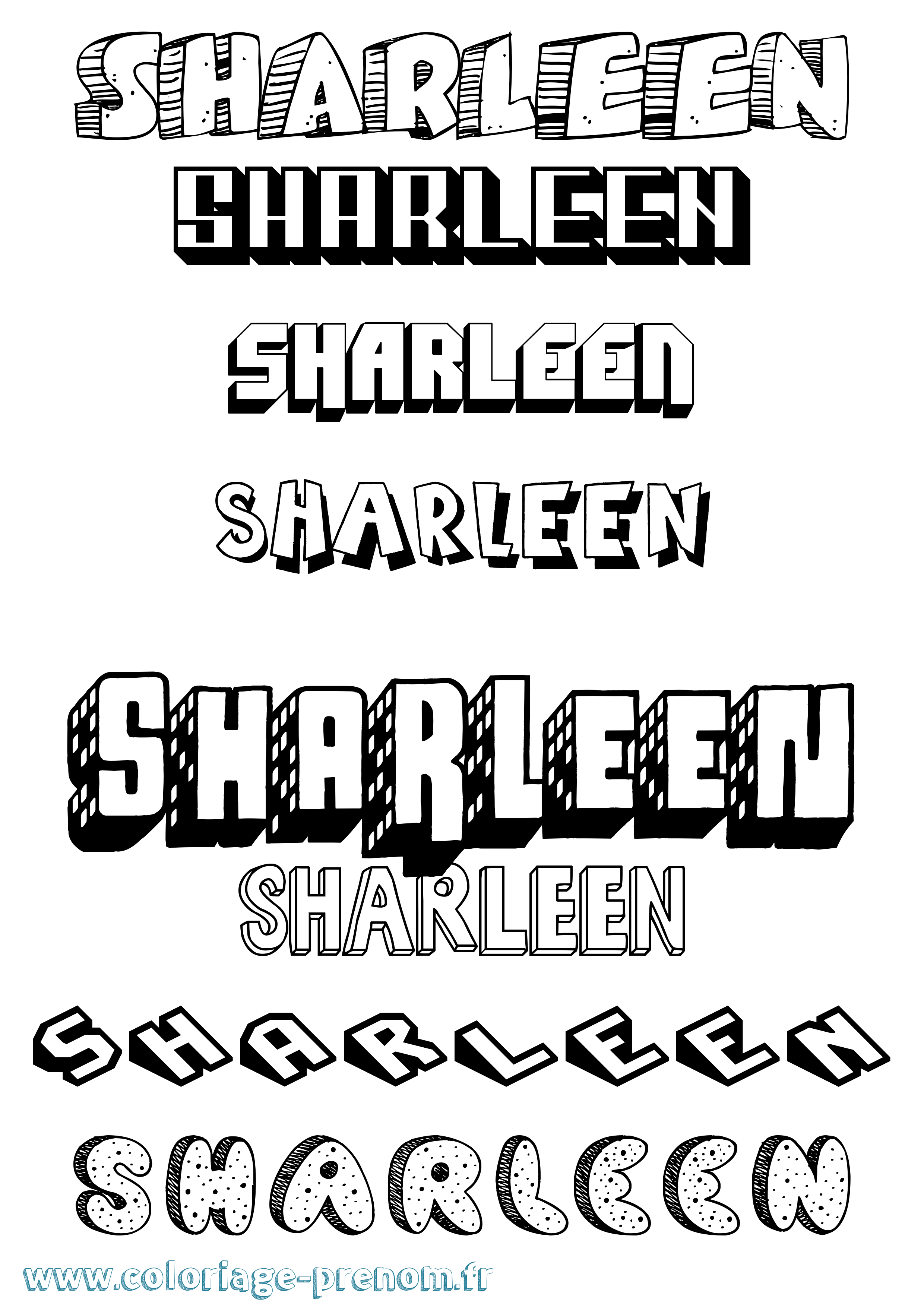 Coloriage Sharleen Effet 3D Coloriage prénom Sharleen Effet 3D
