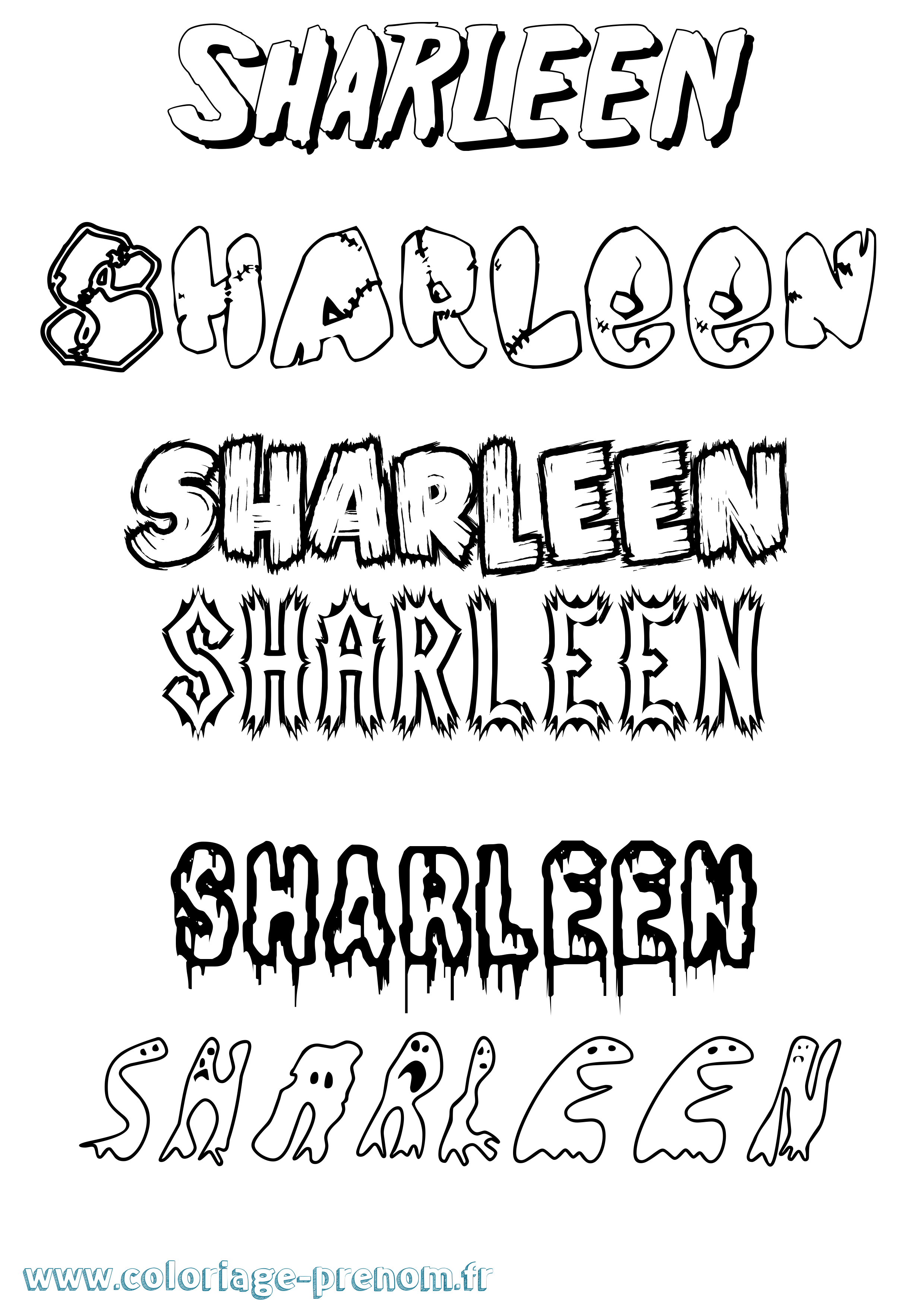 Coloriage Sharleen Frisson Coloriage prénom Sharleen Frisson