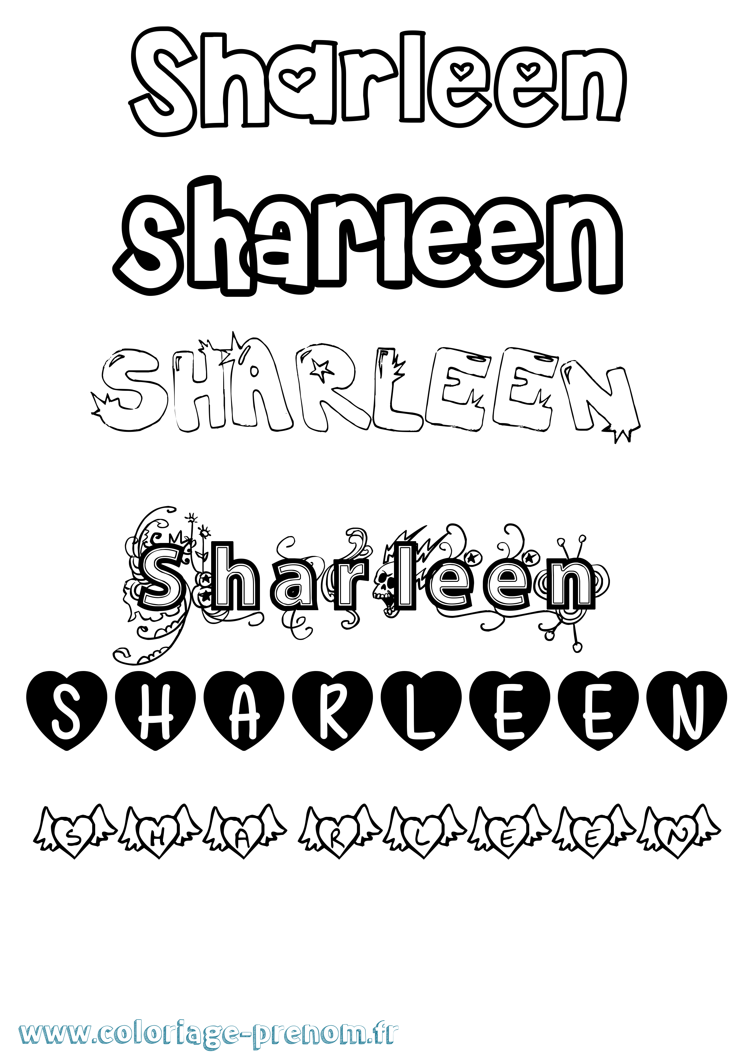 Coloriage Sharleen Girly Coloriage prénom Sharleen Girly