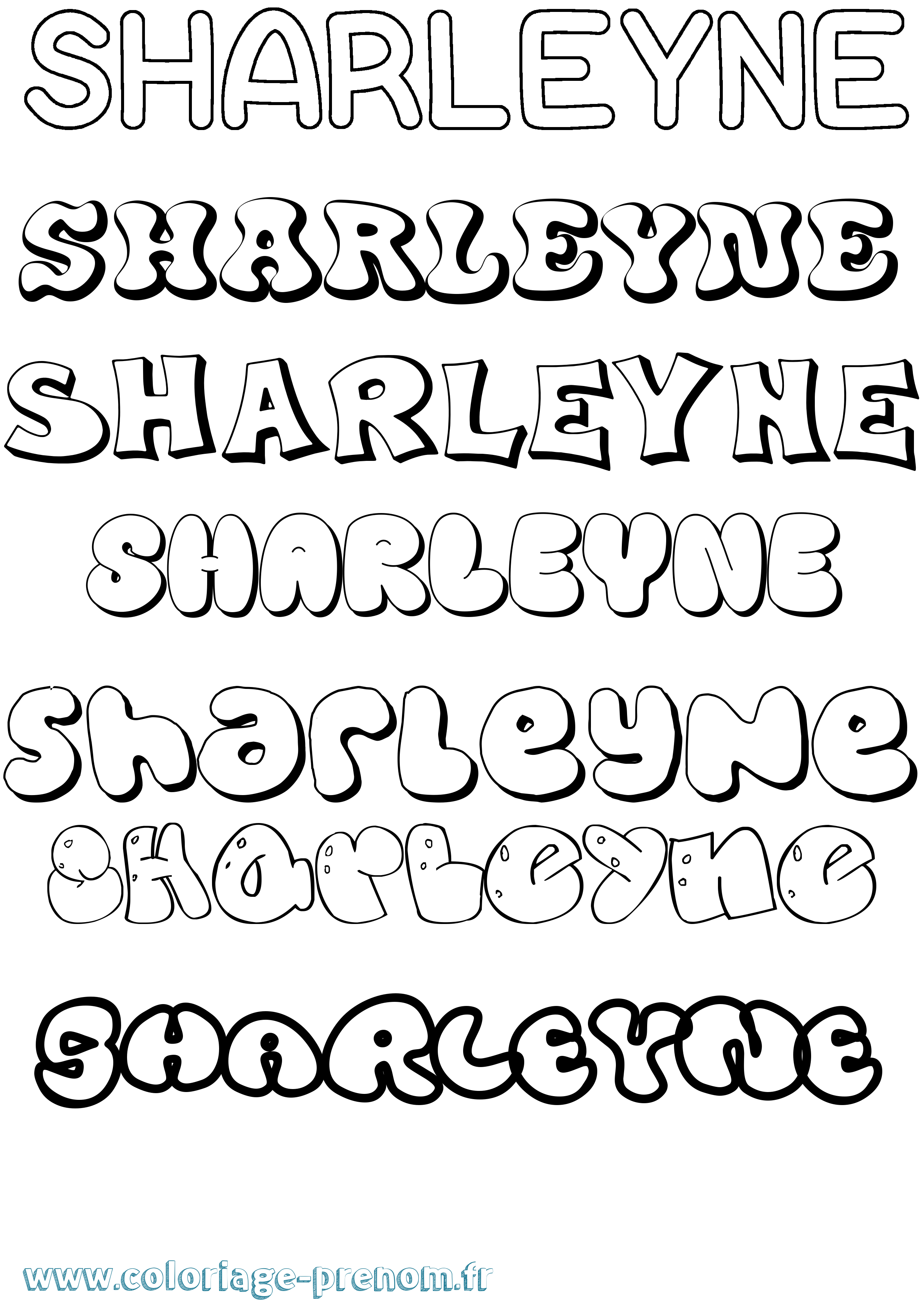 Coloriage Sharleyne Bubble Coloriage prénom Sharleyne Bubble