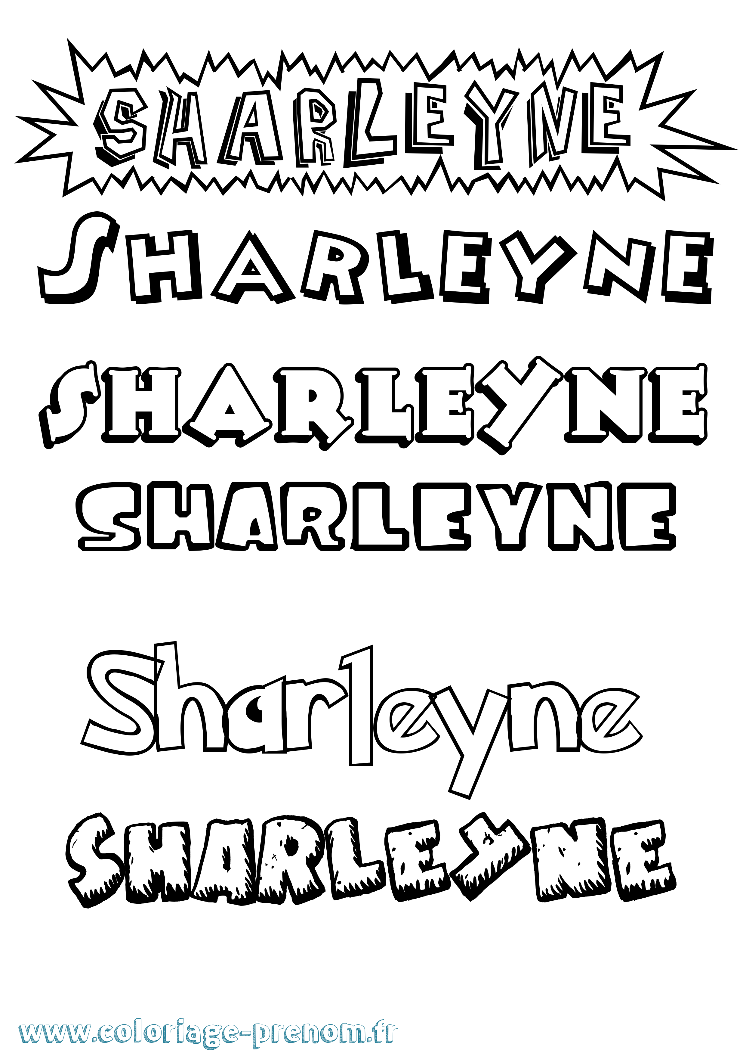 Coloriage Sharleyne Dessin Animé Coloriage prénom Sharleyne Dessin Animé