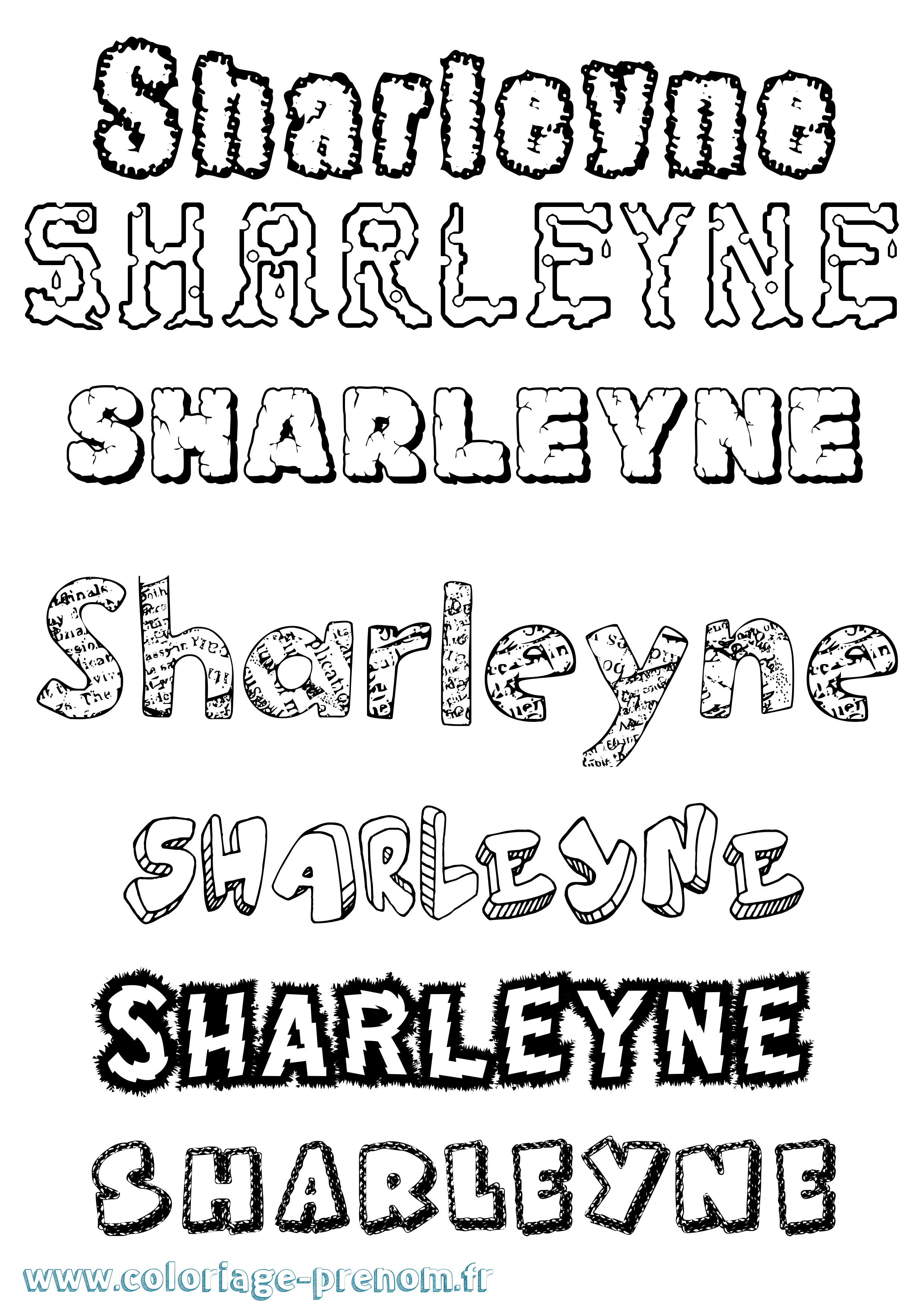 Coloriage Sharleyne Destructuré Coloriage prénom Sharleyne Destructuré