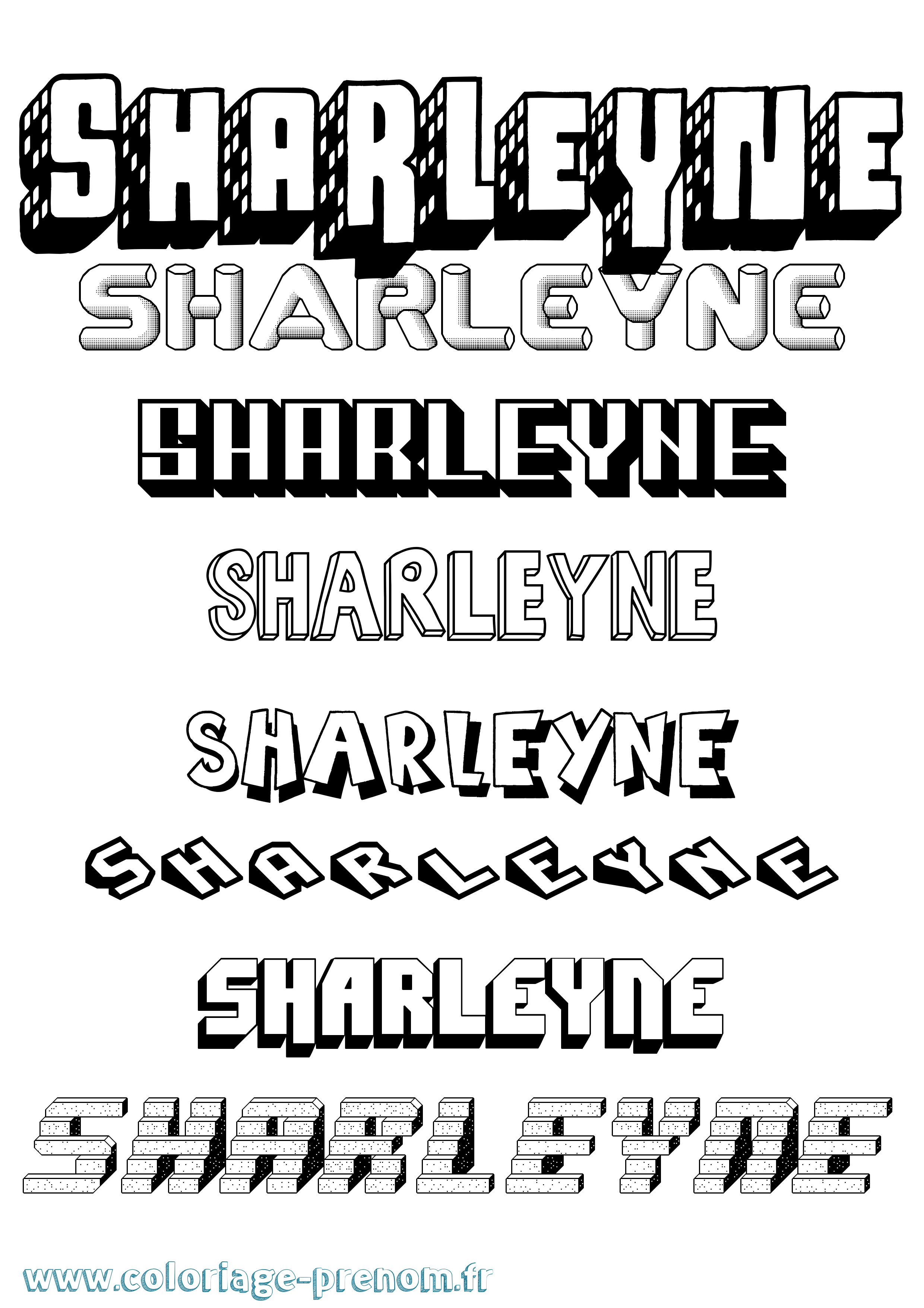 Coloriage Sharleyne Effet 3D Coloriage prénom Sharleyne Effet 3D