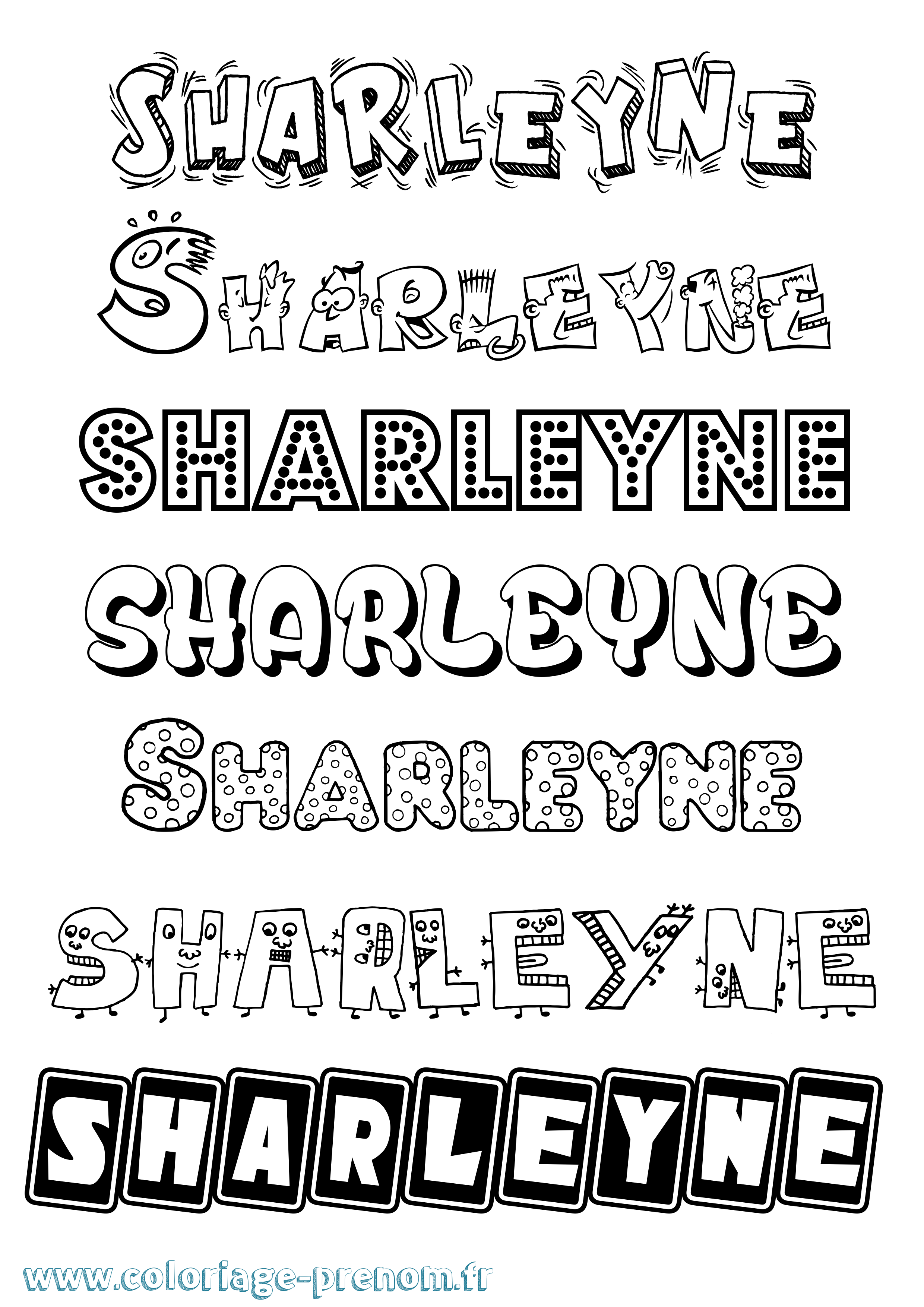 Coloriage Sharleyne Fun Coloriage prénom Sharleyne Fun