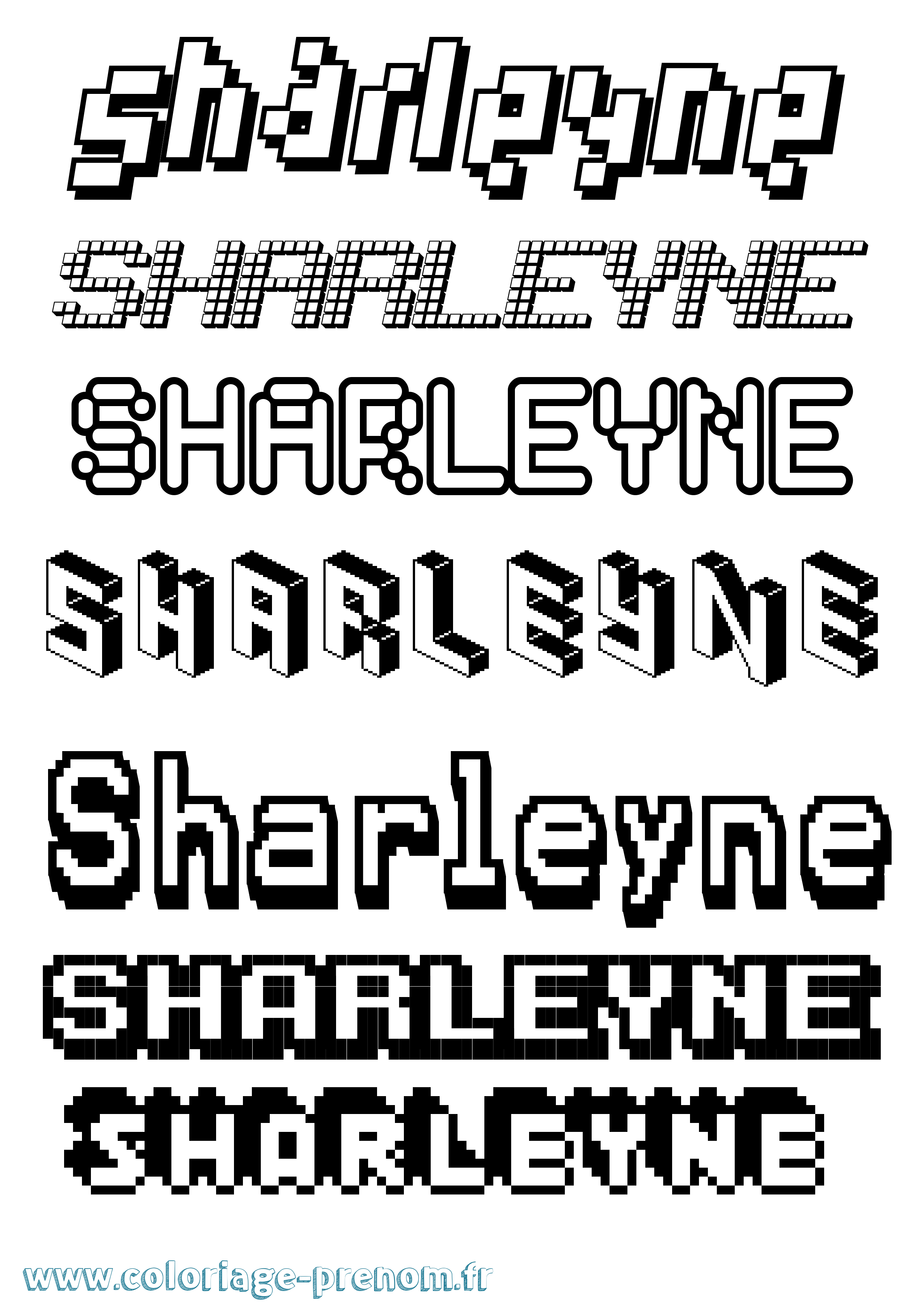 Coloriage Sharleyne Pixel Coloriage prénom Sharleyne Pixel
