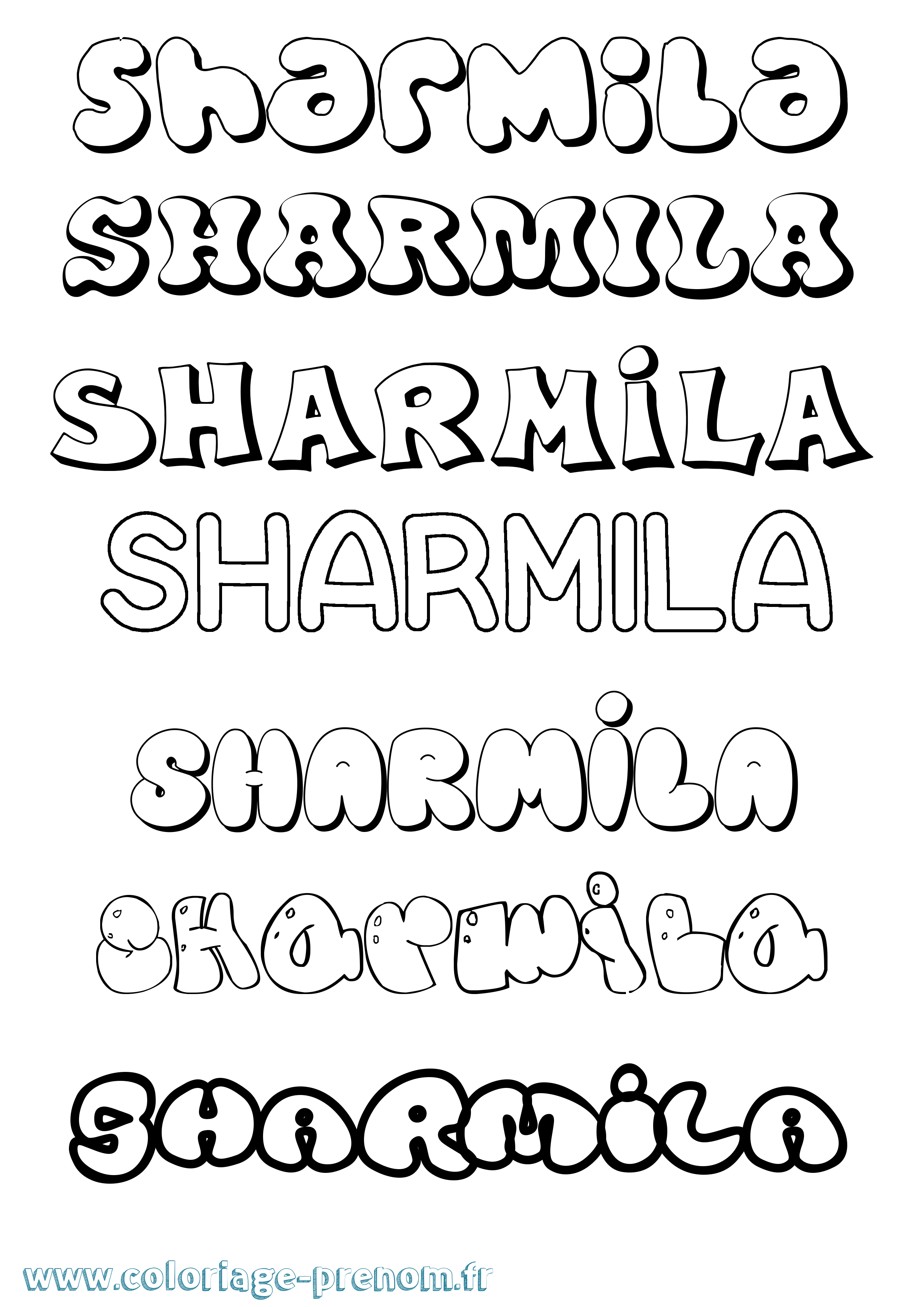Coloriage Sharmila Bubble Coloriage prénom Sharmila Bubble