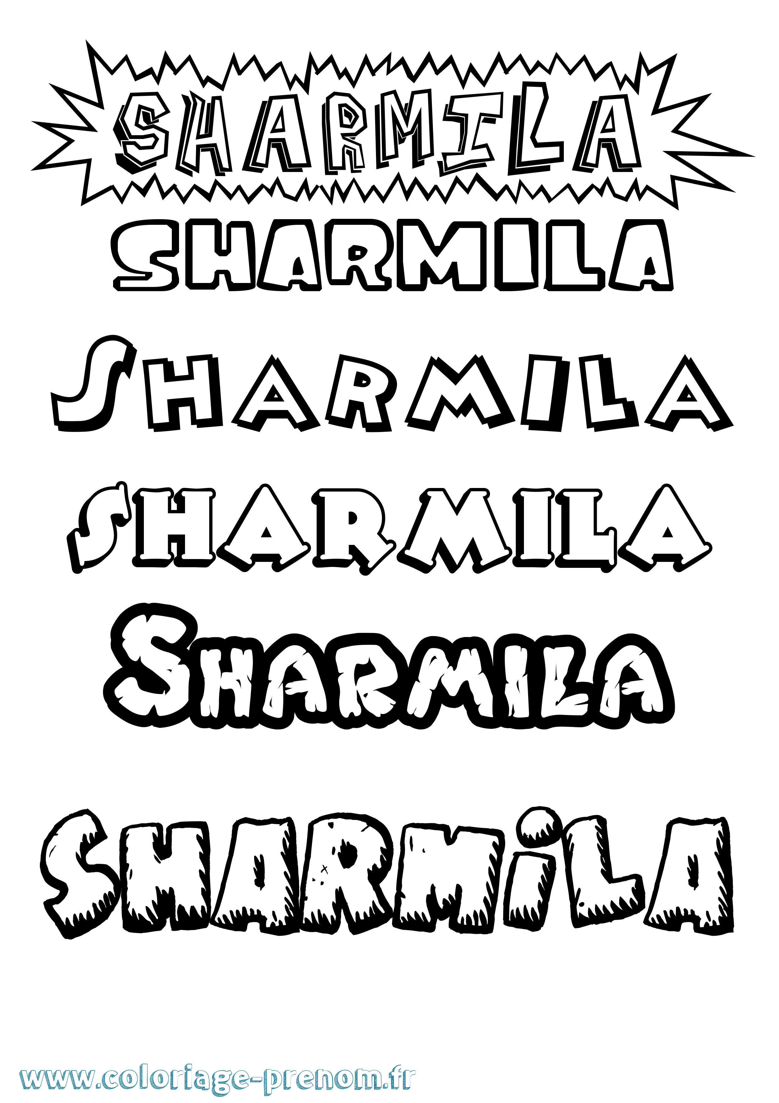 Coloriage Sharmila Dessin Animé Coloriage prénom Sharmila Dessin Animé