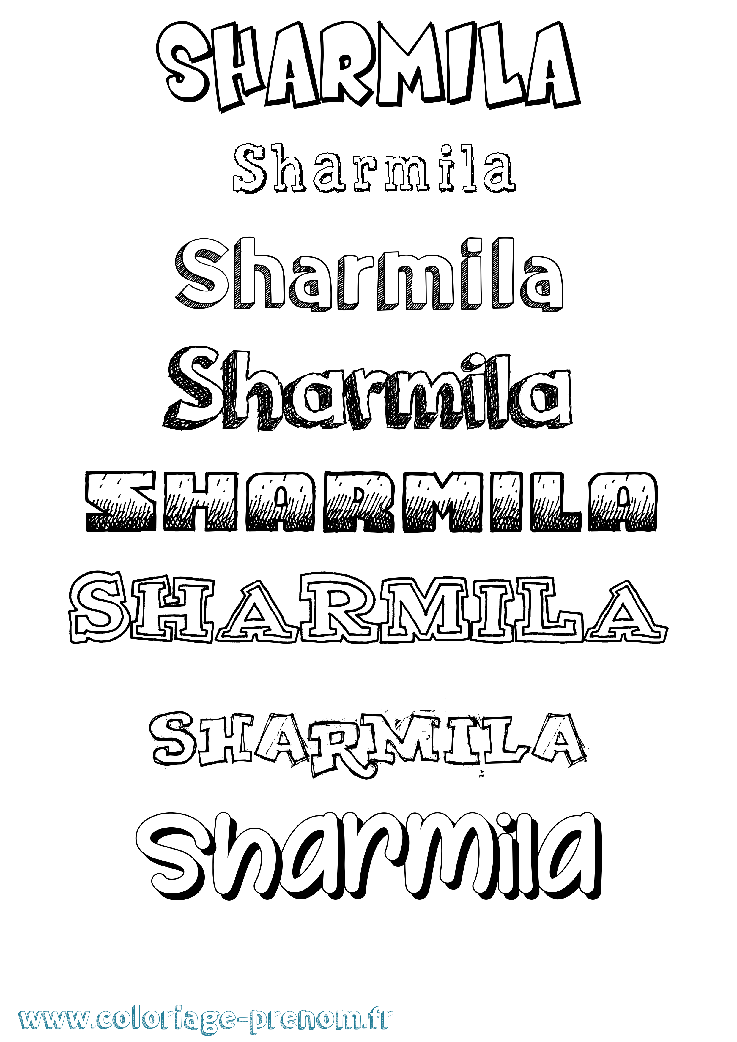 Coloriage Sharmila Dessiné Coloriage prénom Sharmila Dessiné