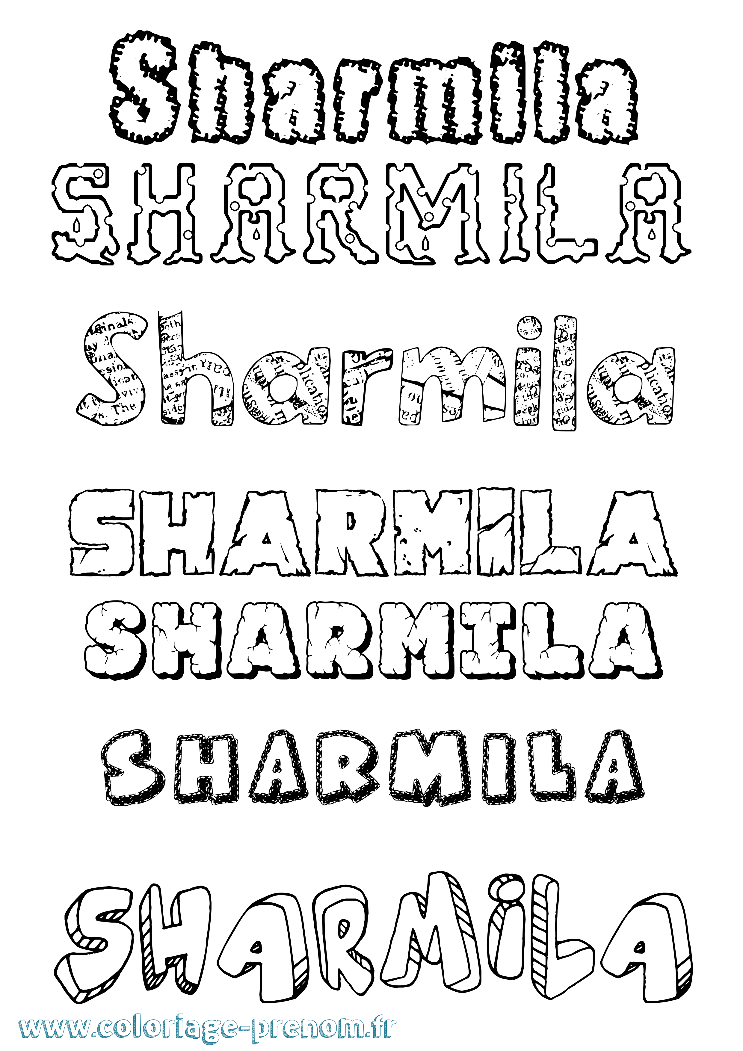 Coloriage Sharmila Destructuré Coloriage prénom Sharmila Destructuré