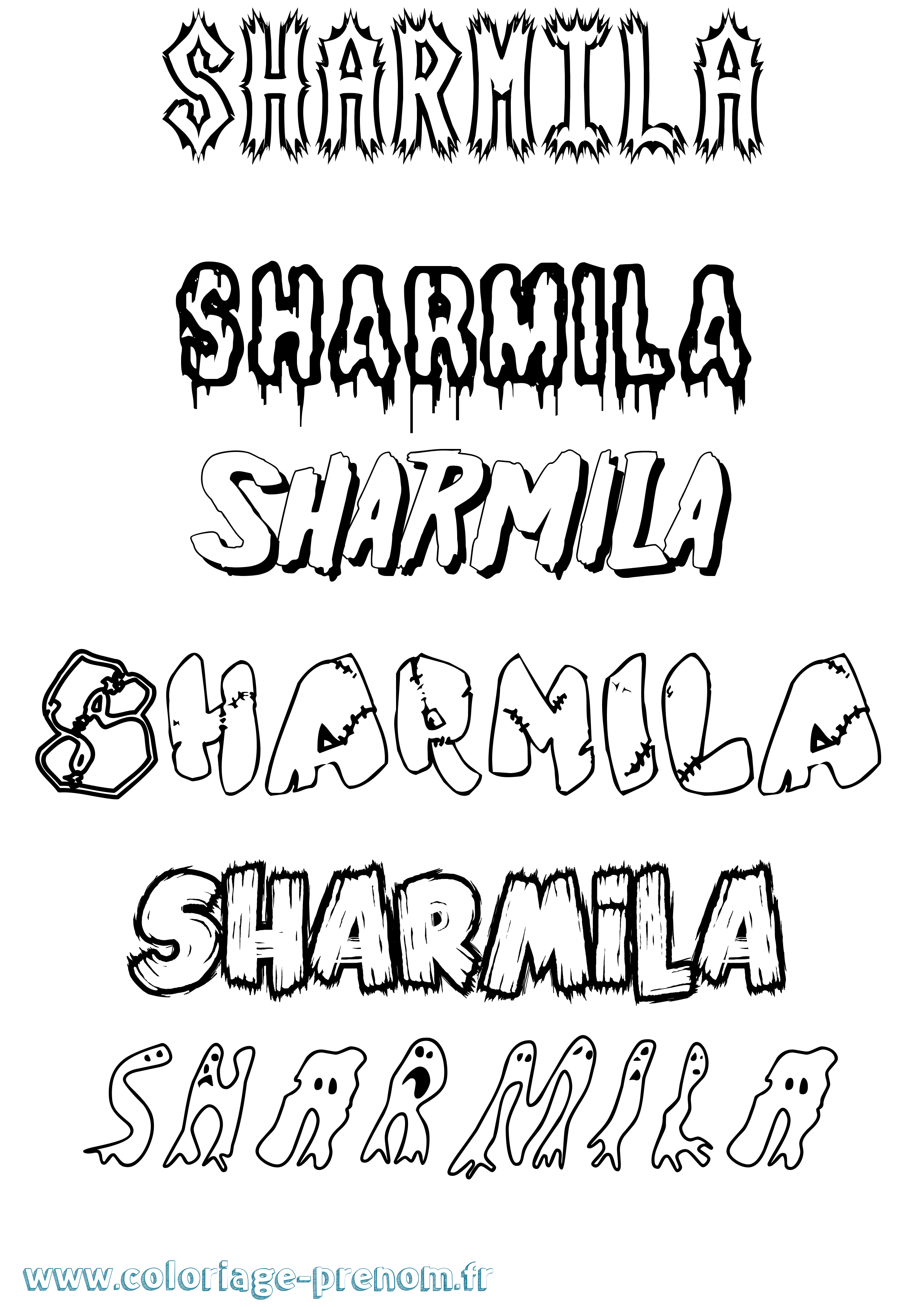 Coloriage Sharmila Frisson Coloriage prénom Sharmila Frisson