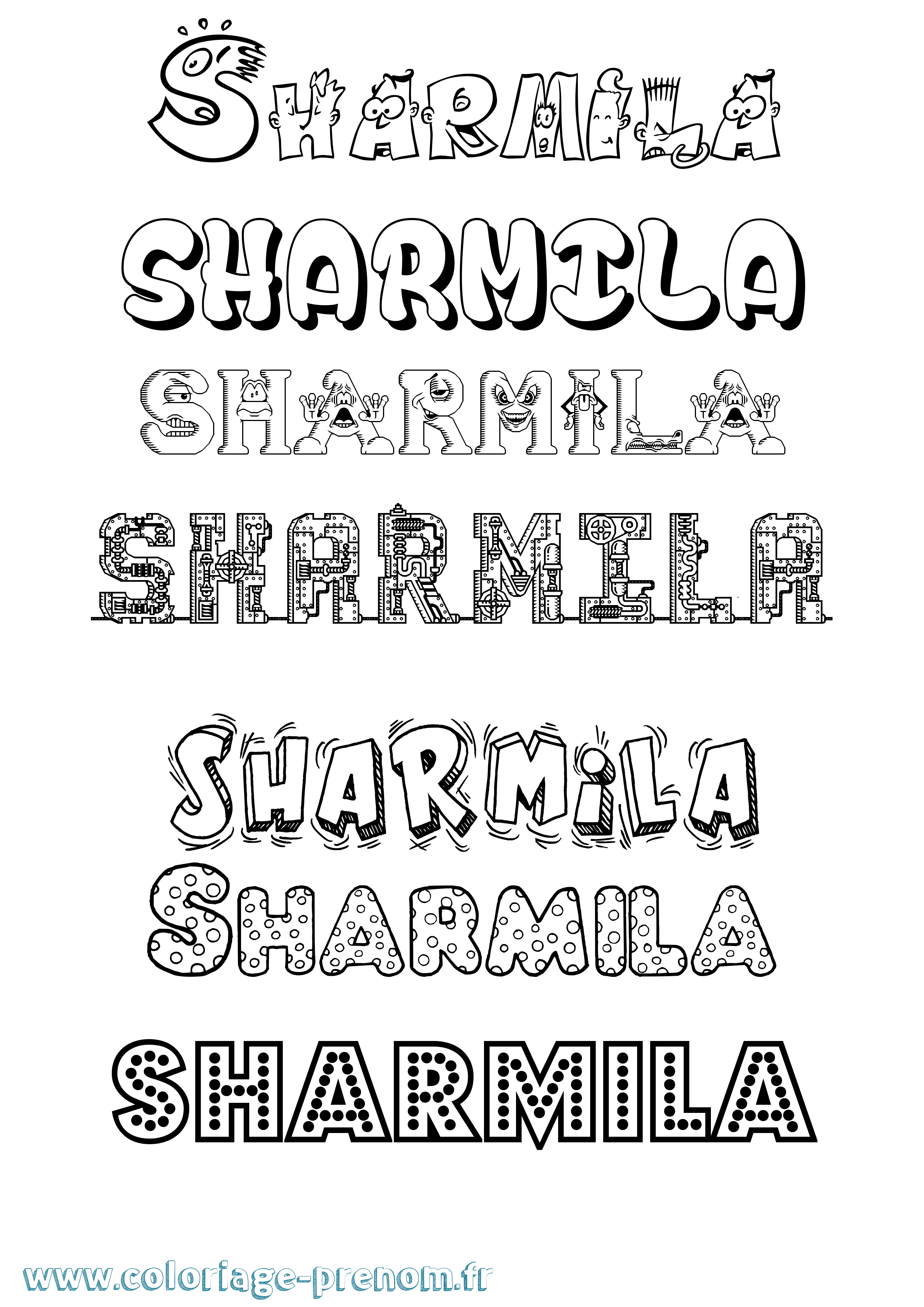 Coloriage Sharmila Fun Coloriage prénom Sharmila Fun