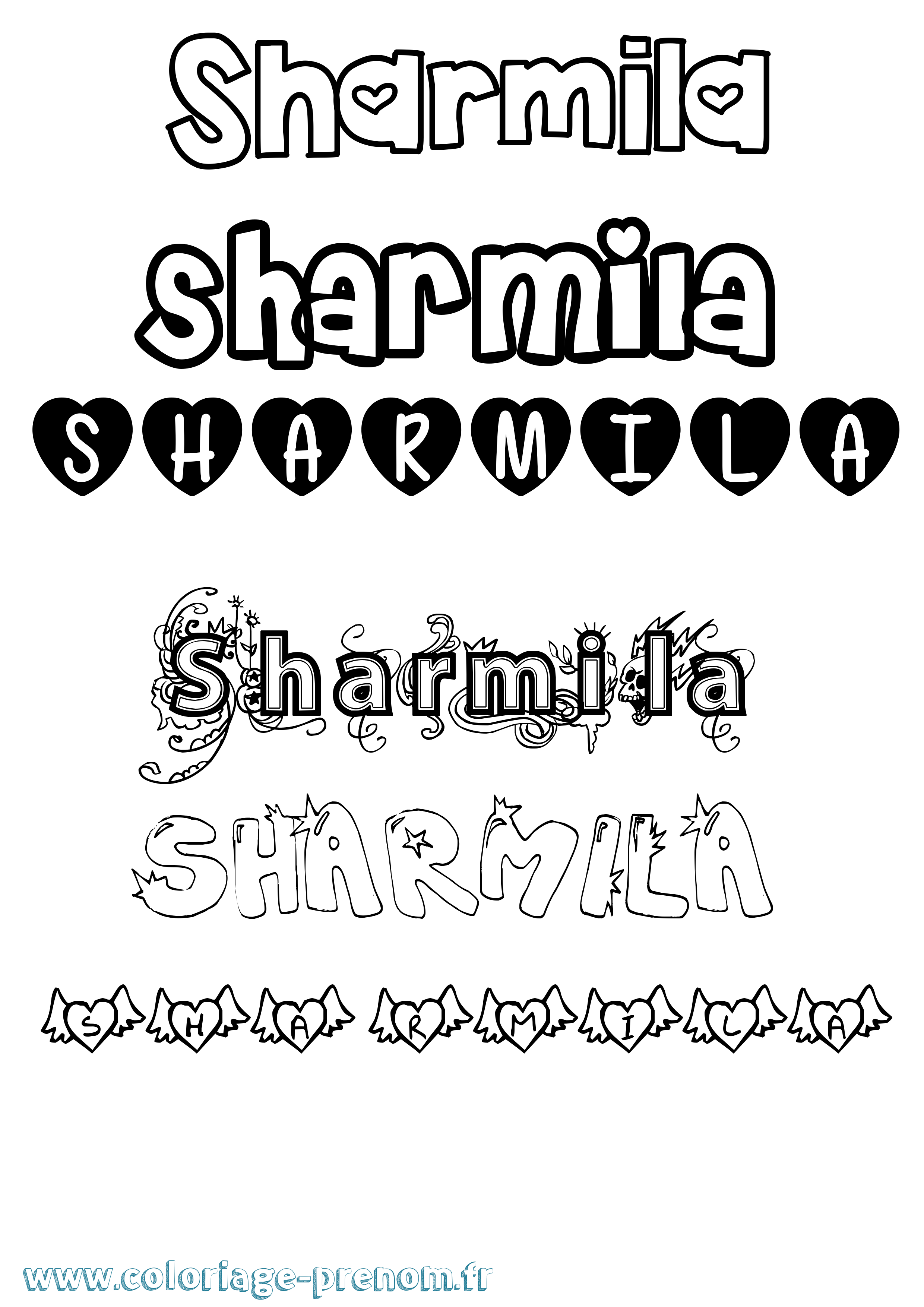 Coloriage Sharmila Girly Coloriage prénom Sharmila Girly