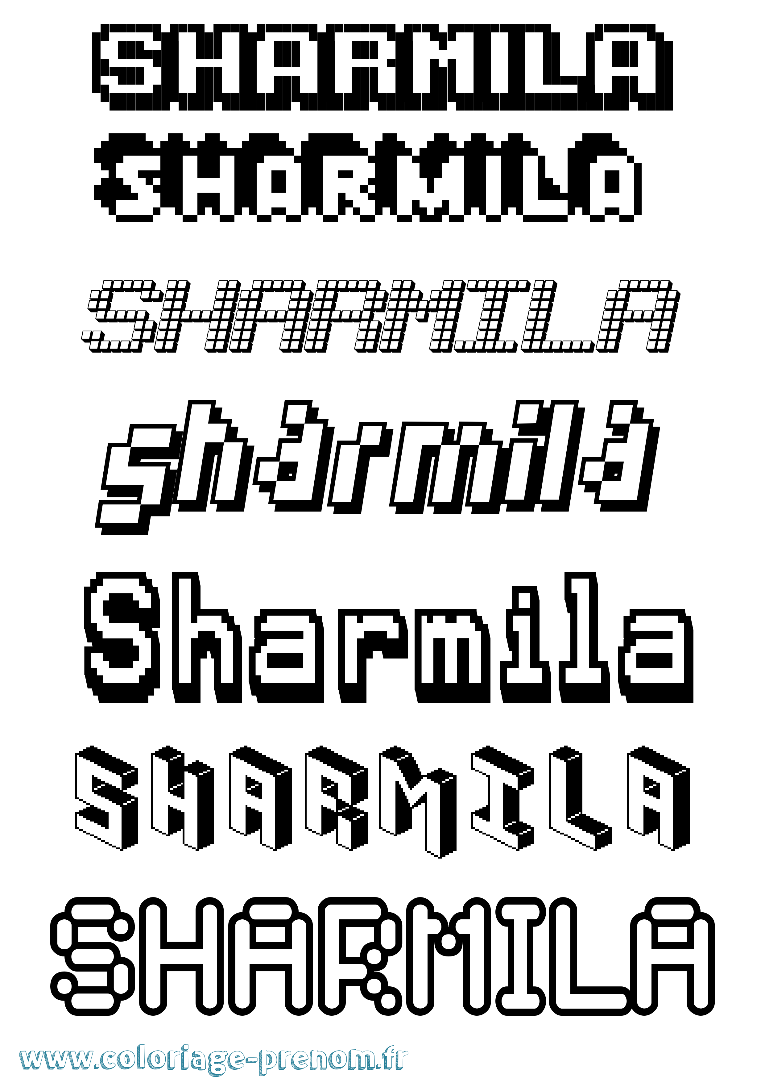 Coloriage Sharmila Pixel Coloriage prénom Sharmila Pixel