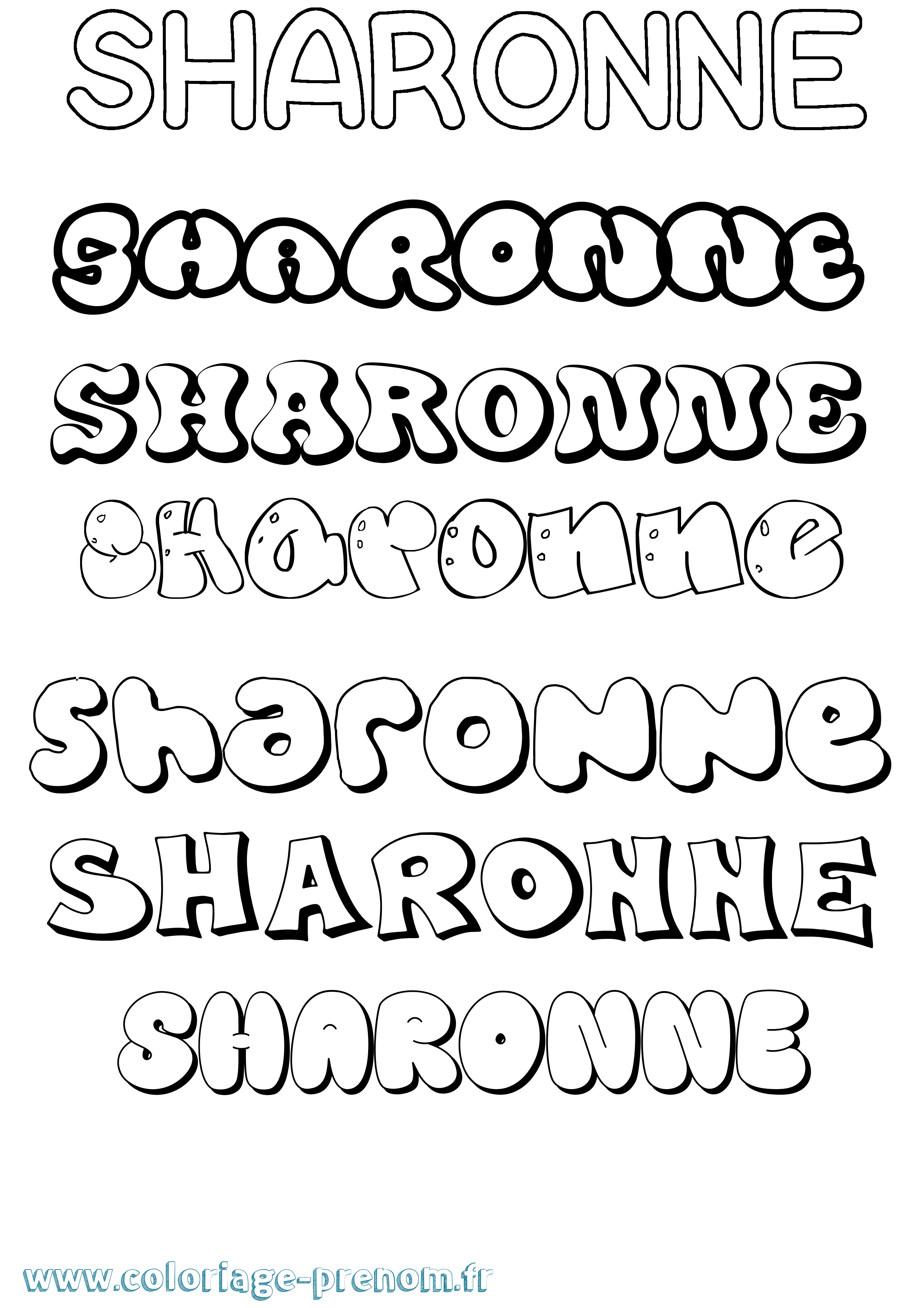 Coloriage Sharonne Bubble Coloriage prénom Sharonne Bubble