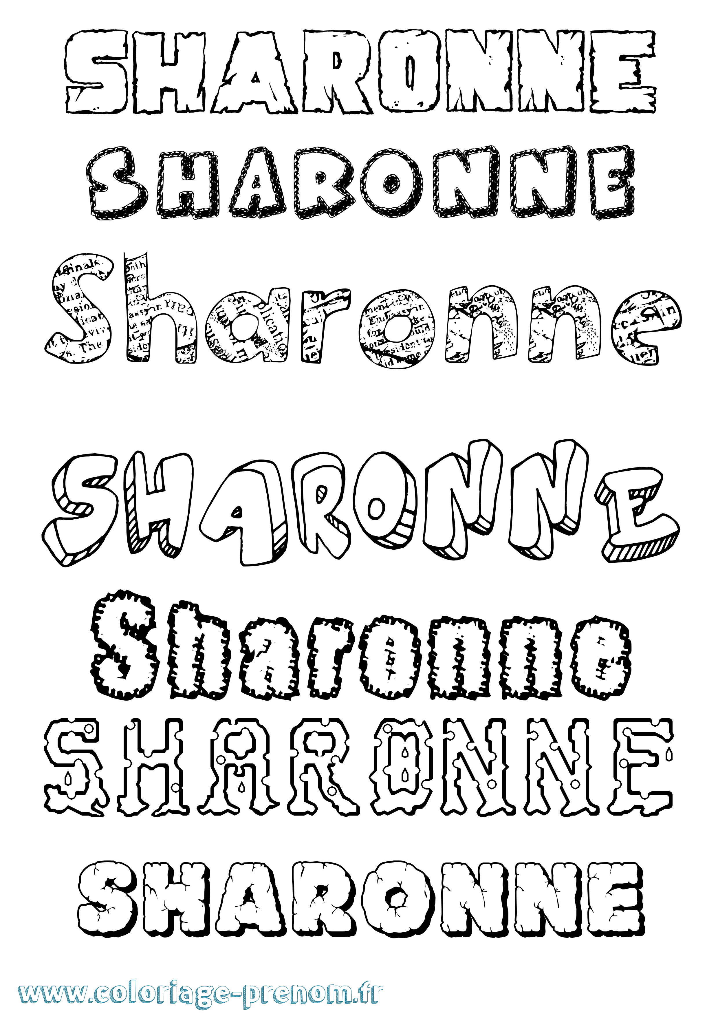 Coloriage Sharonne Destructuré Coloriage prénom Sharonne Destructuré